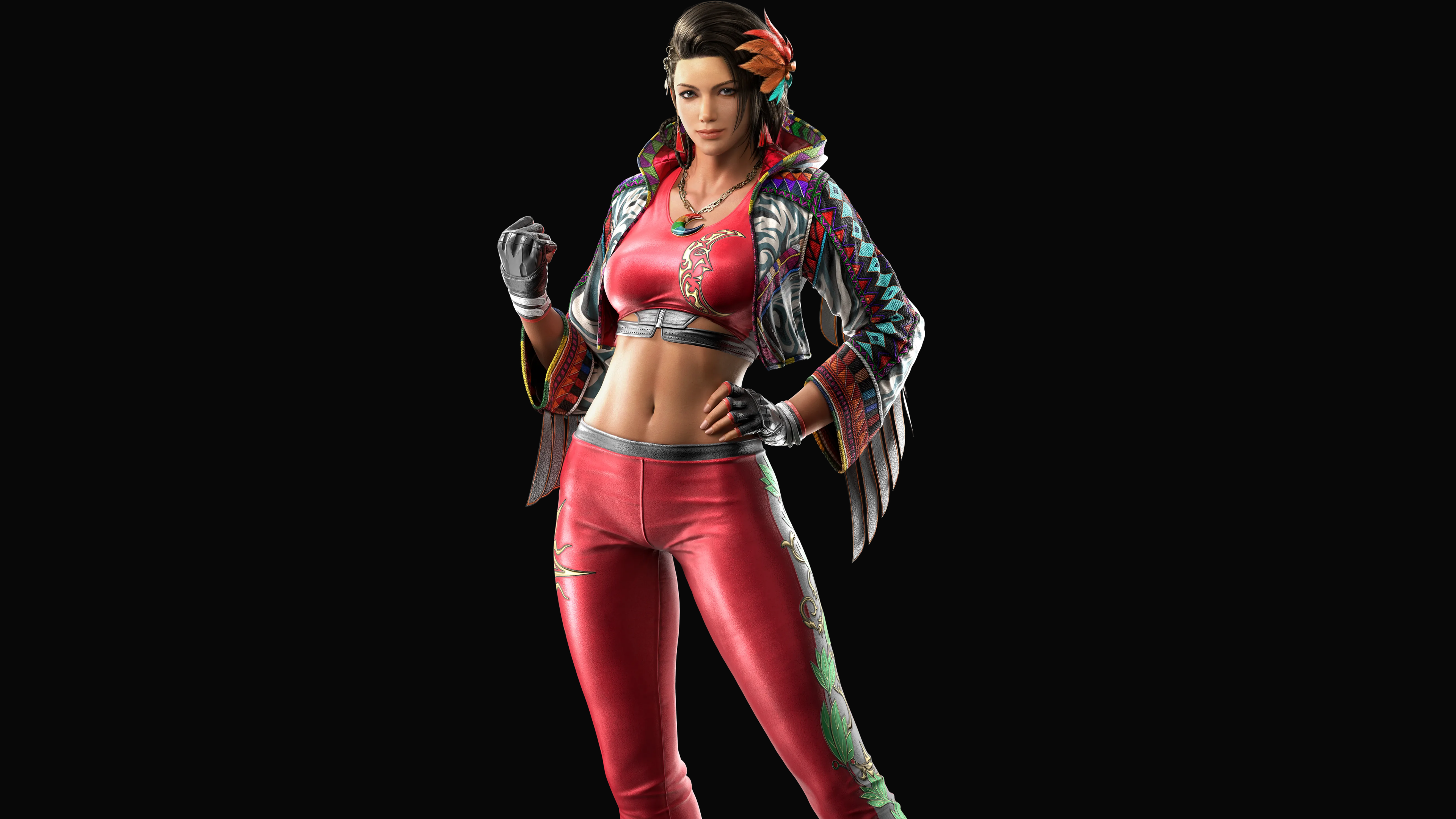 A high-resolution, high-contrast portrait of Azucena Ortiz from the video game Tekken 8 against a solid black background.