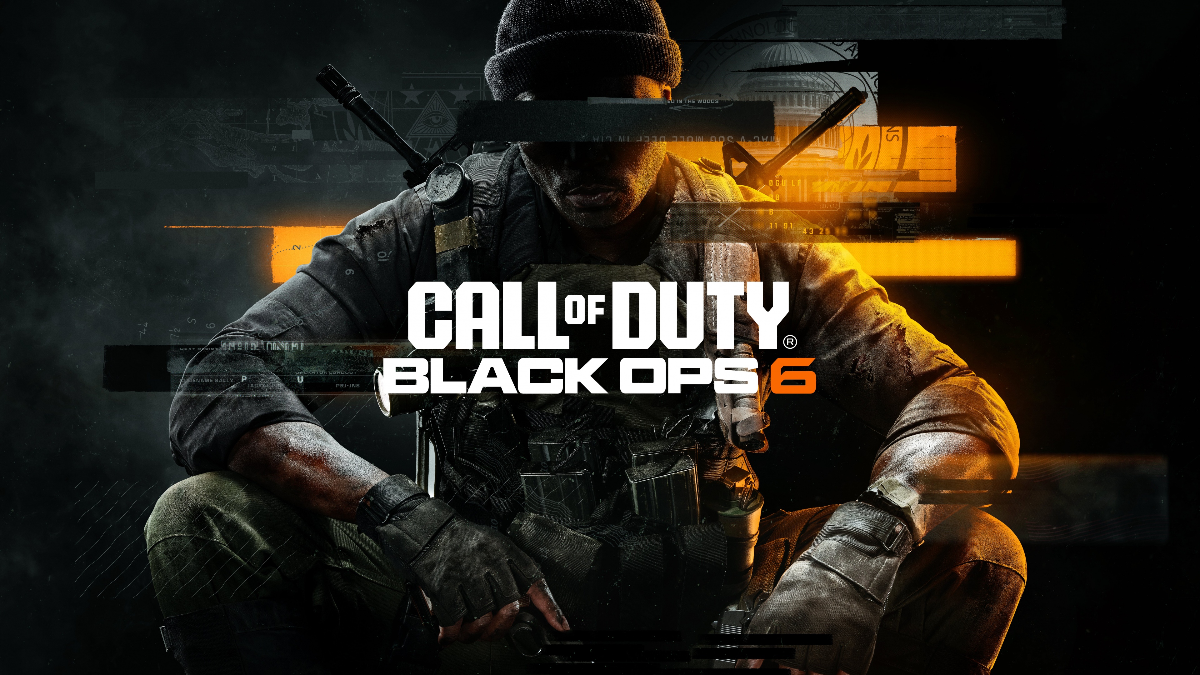 A cinematic, high-definition close-up of a tactical soldier from Call of Duty: Black Ops 6, featuring detailed combat gear and a gritty battlefield atmosphere.