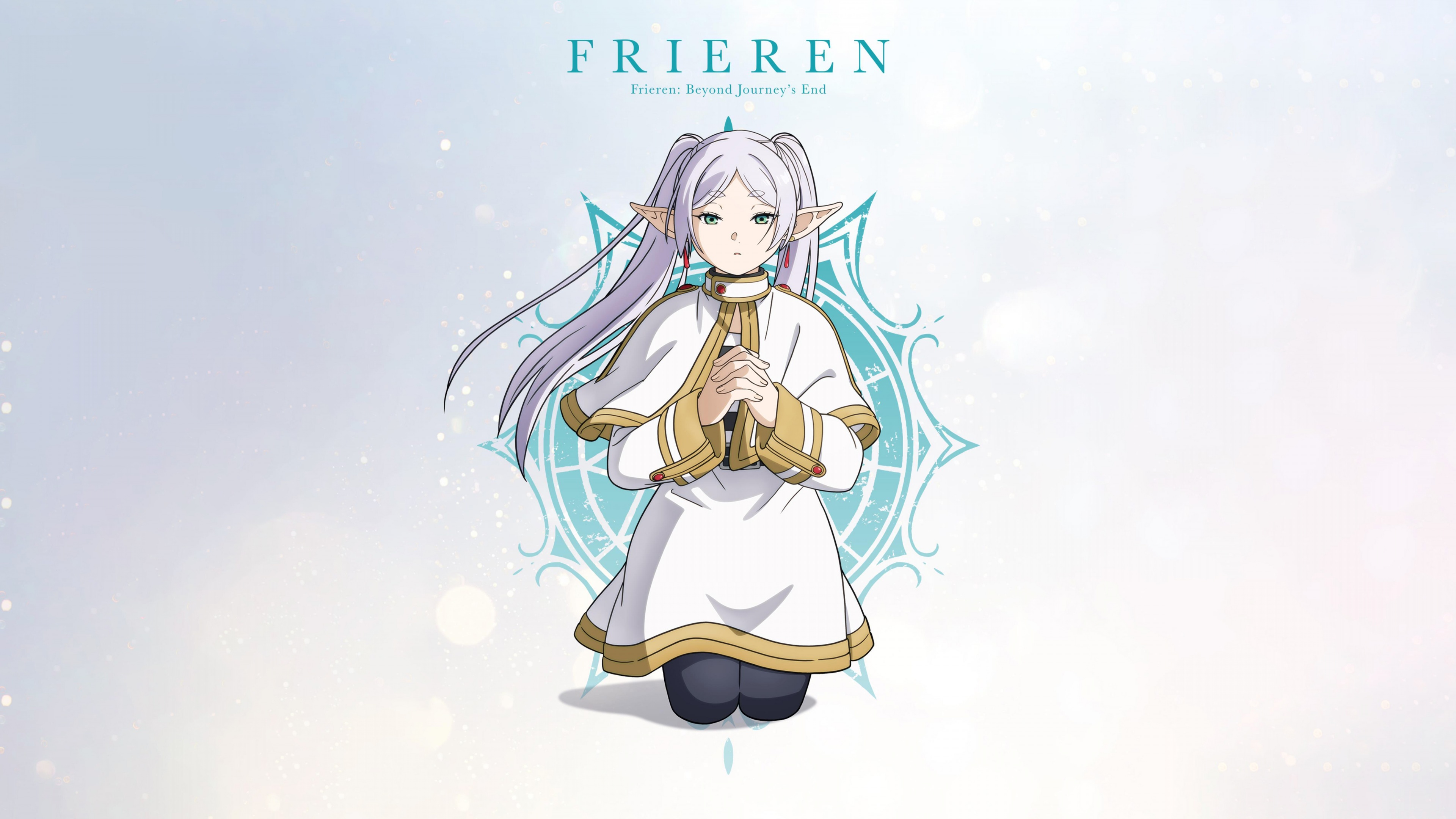 A high-quality portrait of the character Frieren from the anime Frieren: Beyond Journey's End on a white background