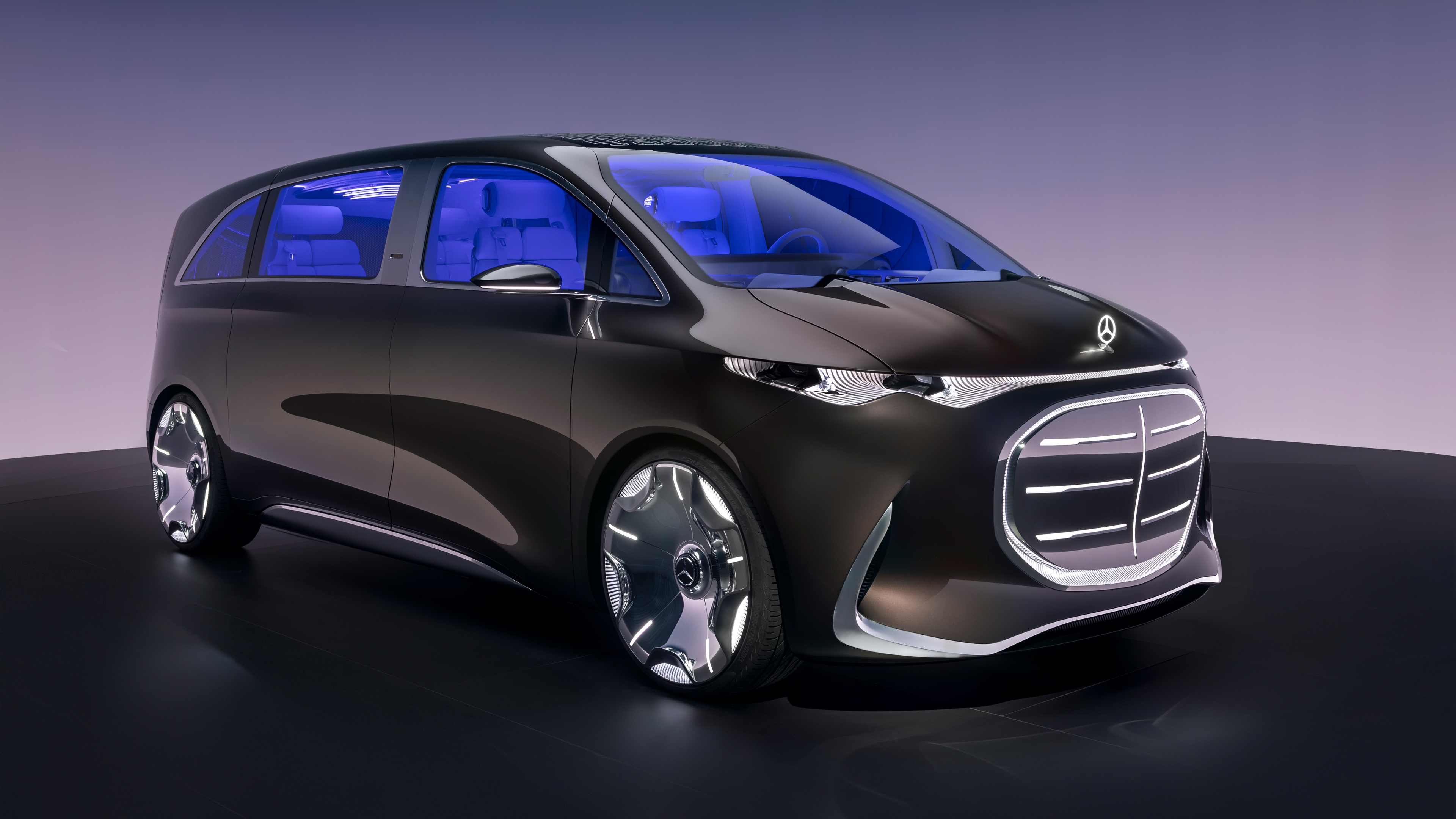 Sleek, modern electric car driving through a futuristic city street with neon lights, representing 2025 automotive innovation.