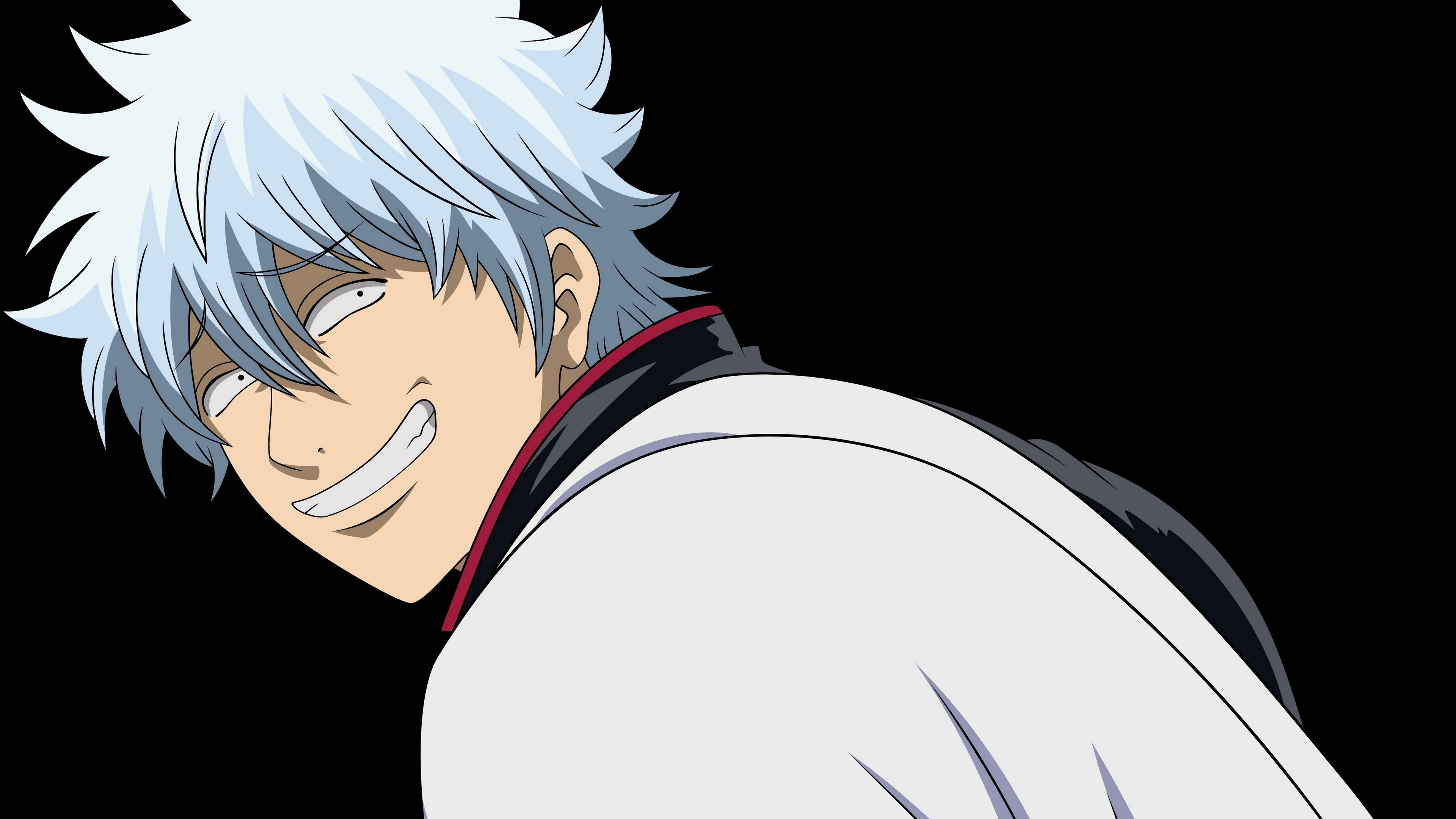A portrait of Gintoki Sakata from the anime Gintama on a black background