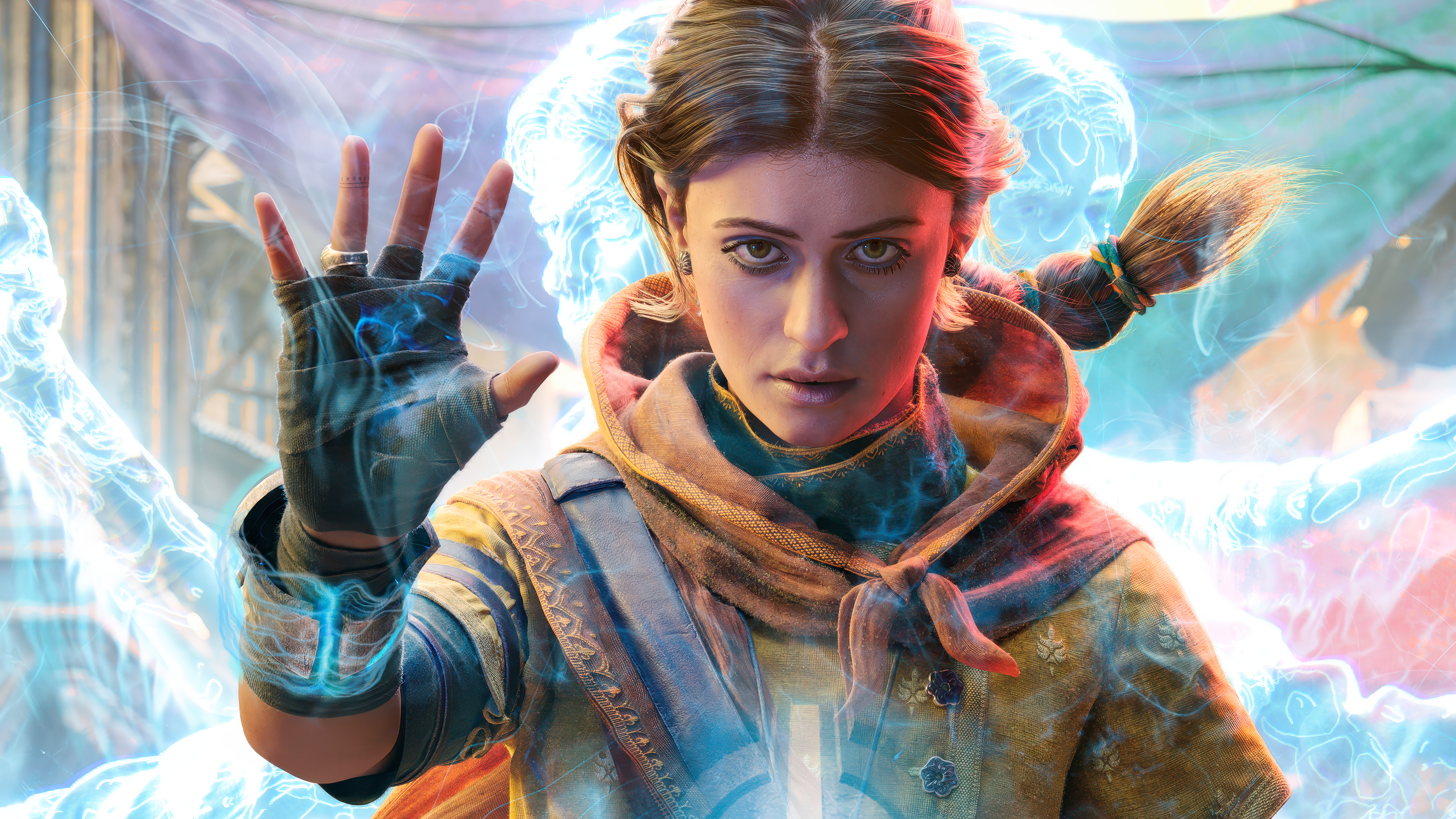 A detailed character portrait of Haroona from the video game Unknown 9: Awakening.