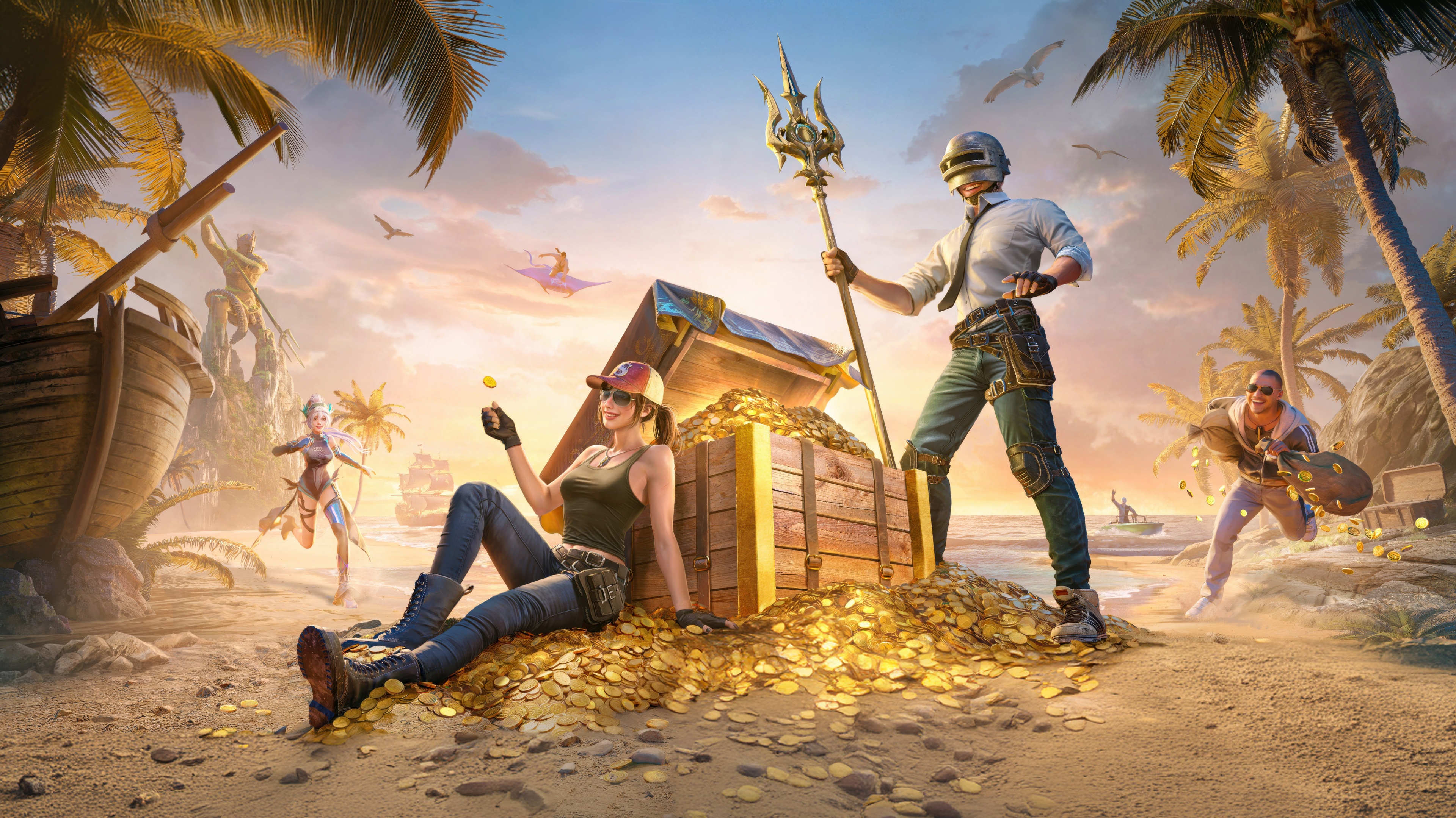 A tactical soldier in combat armor and a level 3 helmet standing in a battlefield from PUBG MOBILE.