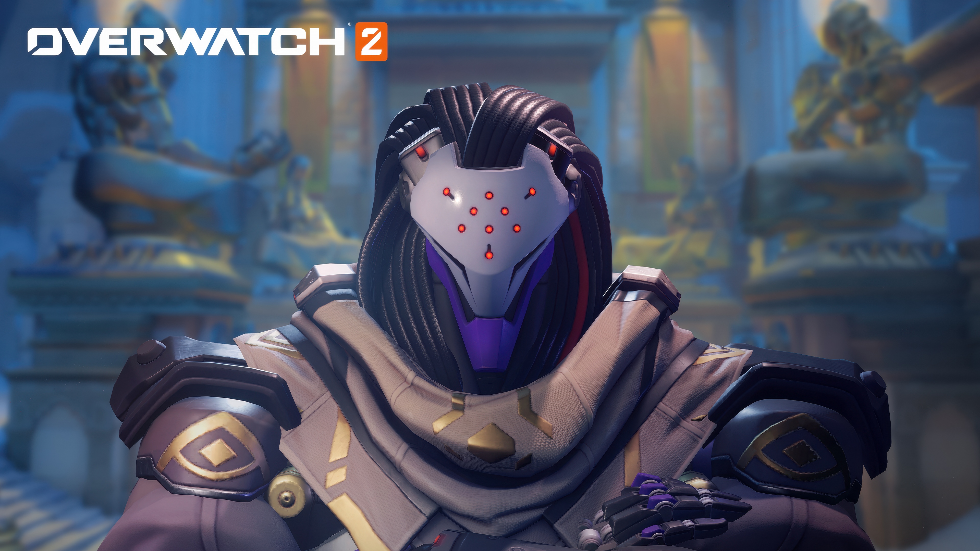 A high-resolution, detailed portrait of the character Ramattra from Overwatch 2.