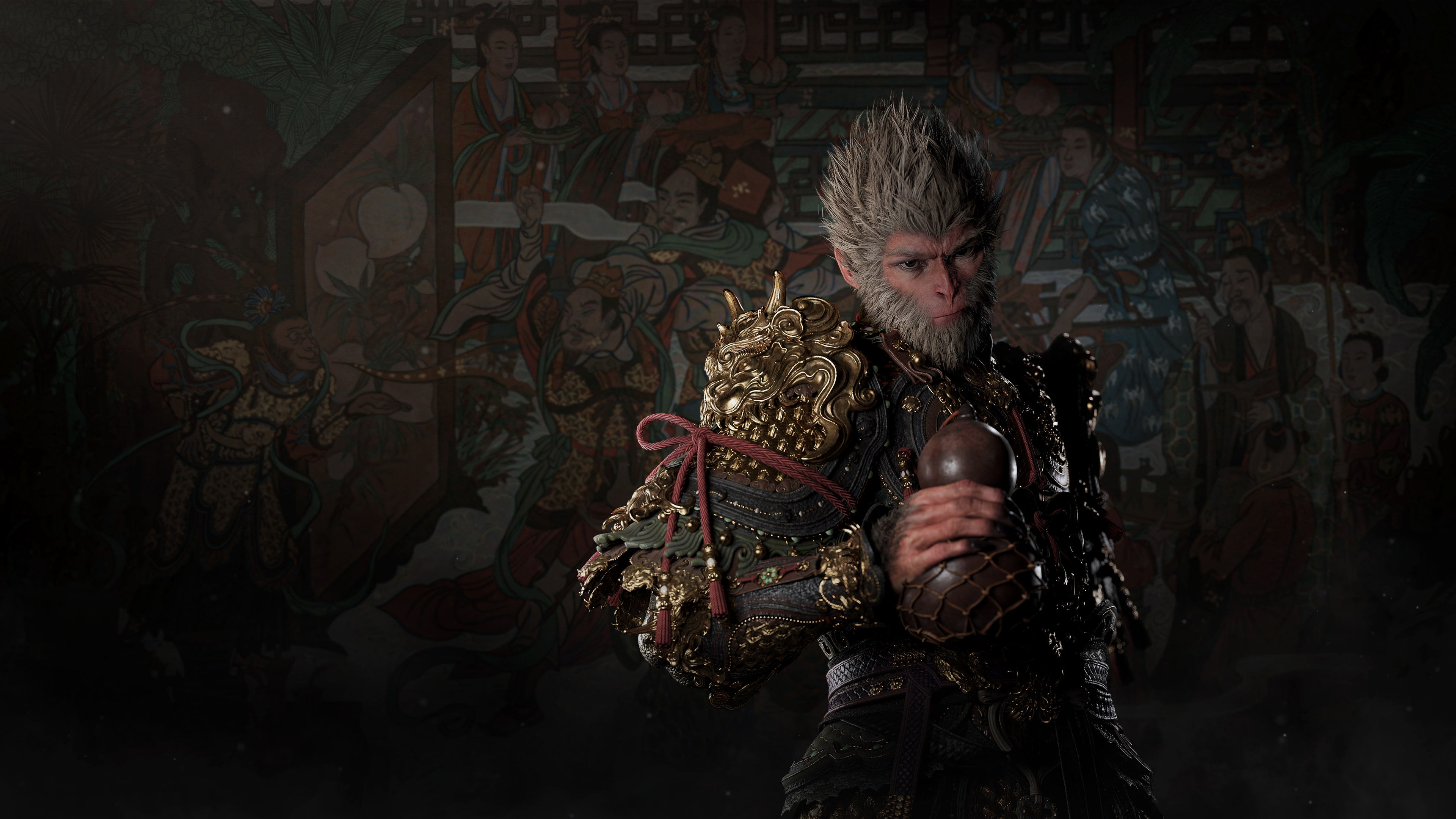 A cinematic portrait of The Destined One, the legendary character from the video game Black Myth: Wukong.