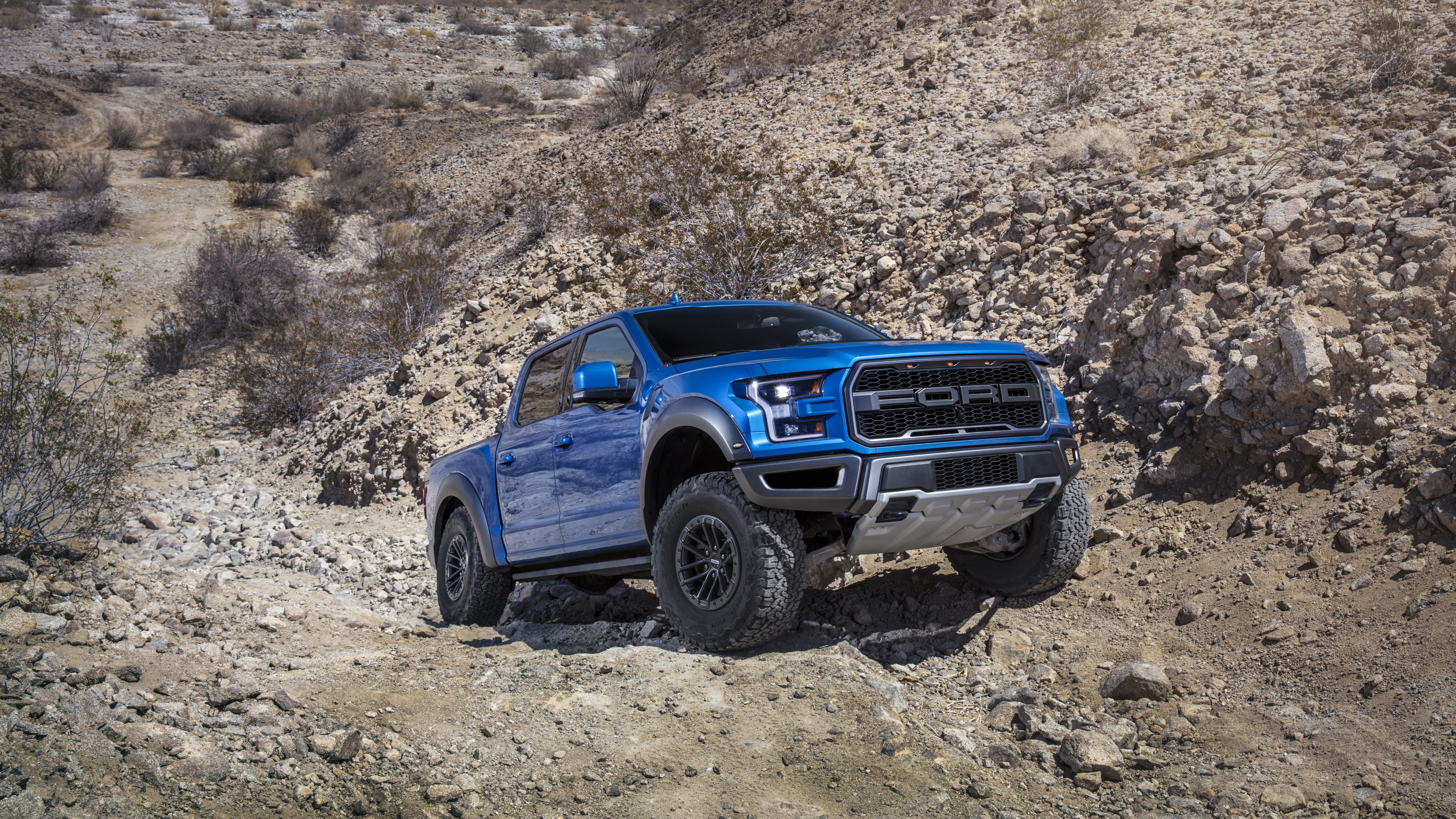 A detailed view of a Ford F-150 Raptor, a high-performance off-road pickup truck.