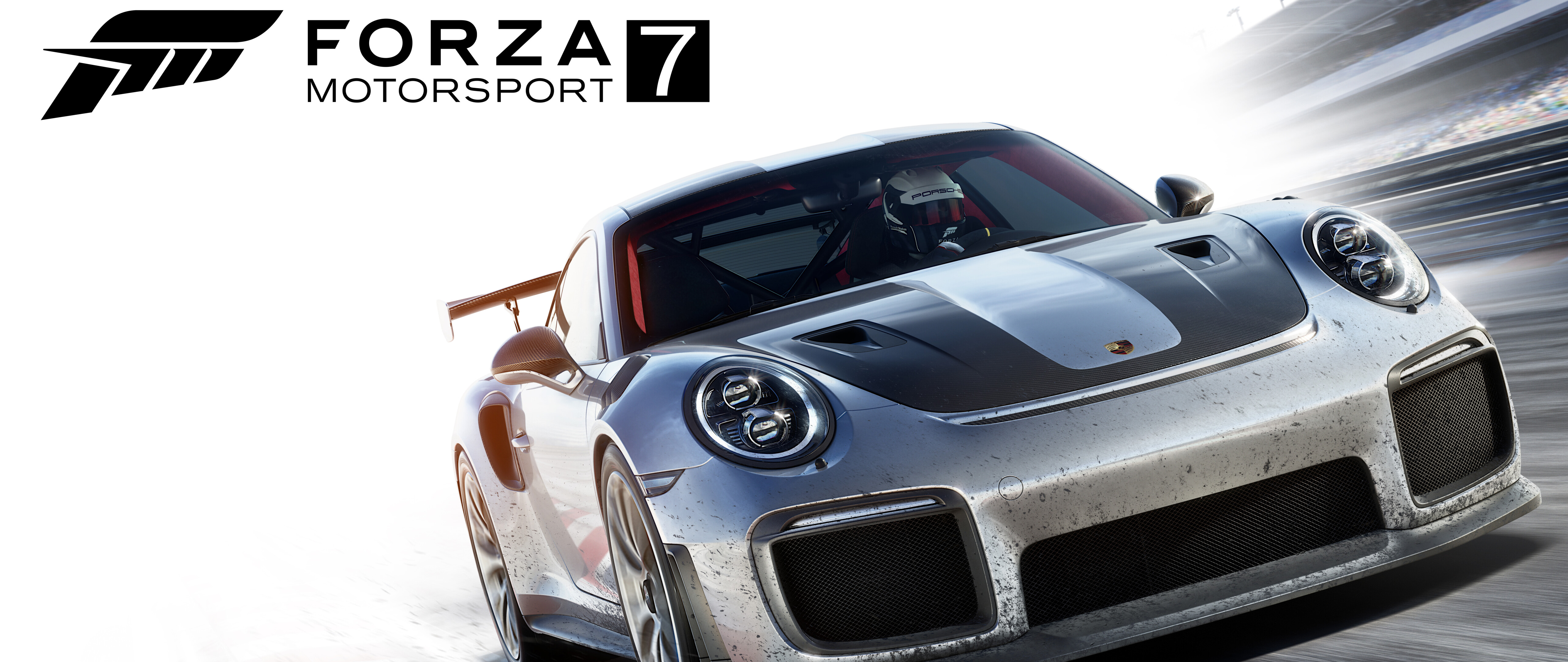 Un’auto da corsa Porsche ad alte prestazioni che sfreccia in curva su un circuito professionale, con uno stile che ricorda il gioco Forza Motorsport 7.