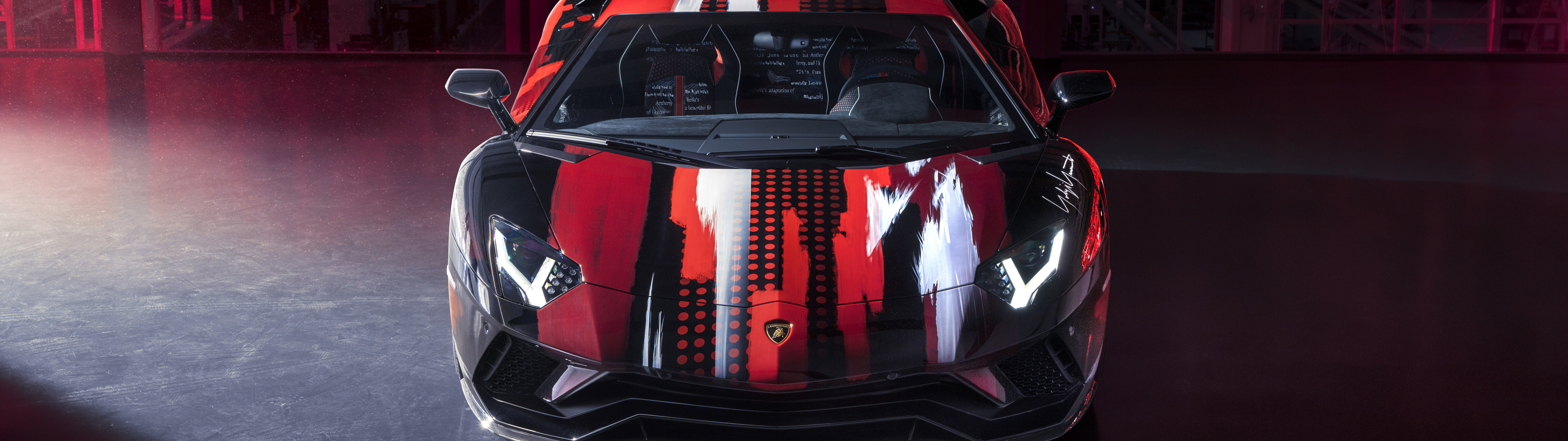 A high-detail, professional shot of a luxury Lamborghini Aventador S supercar.