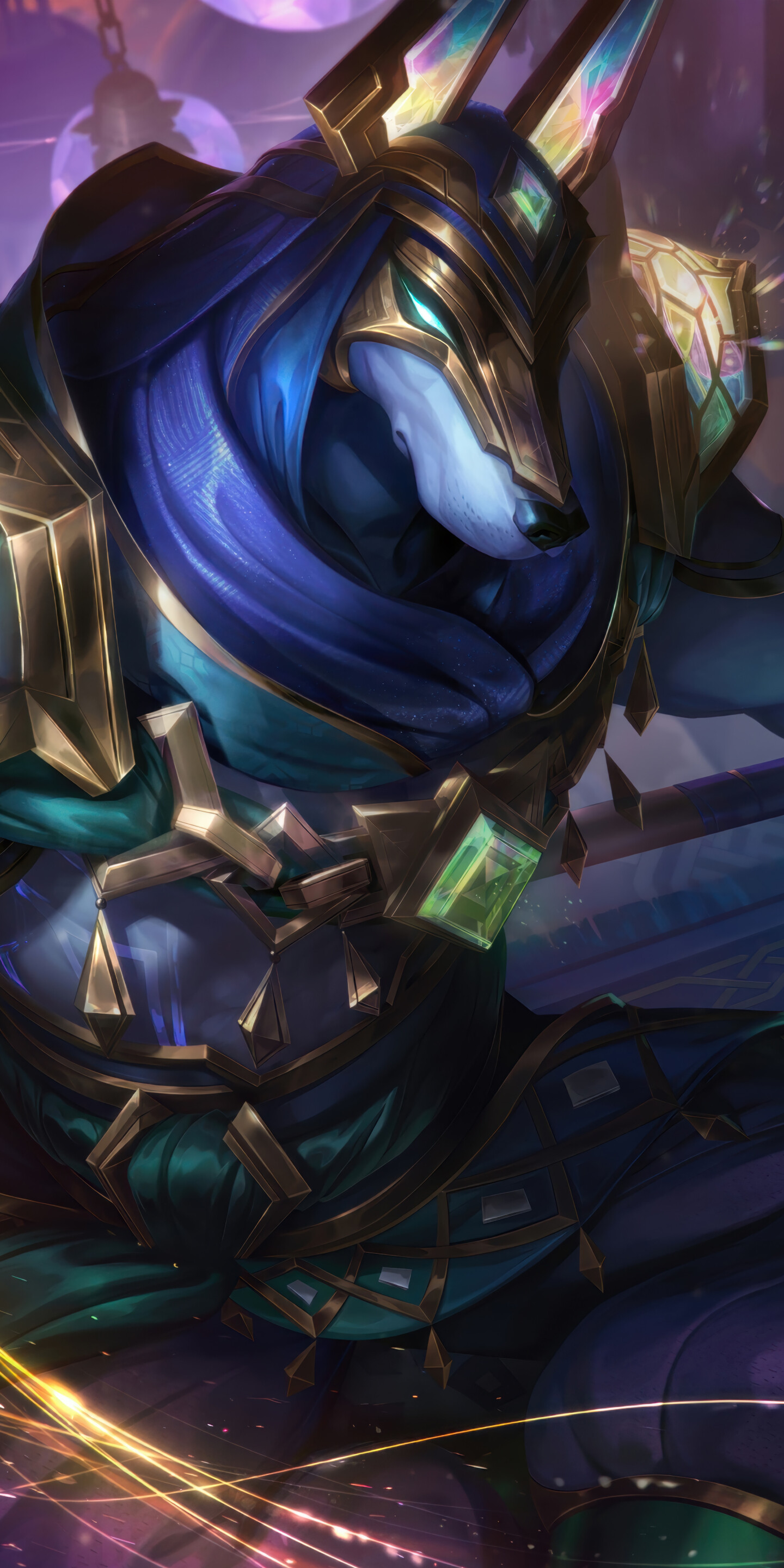 An epic and detailed illustration of the character Nasus from League of Legends.
