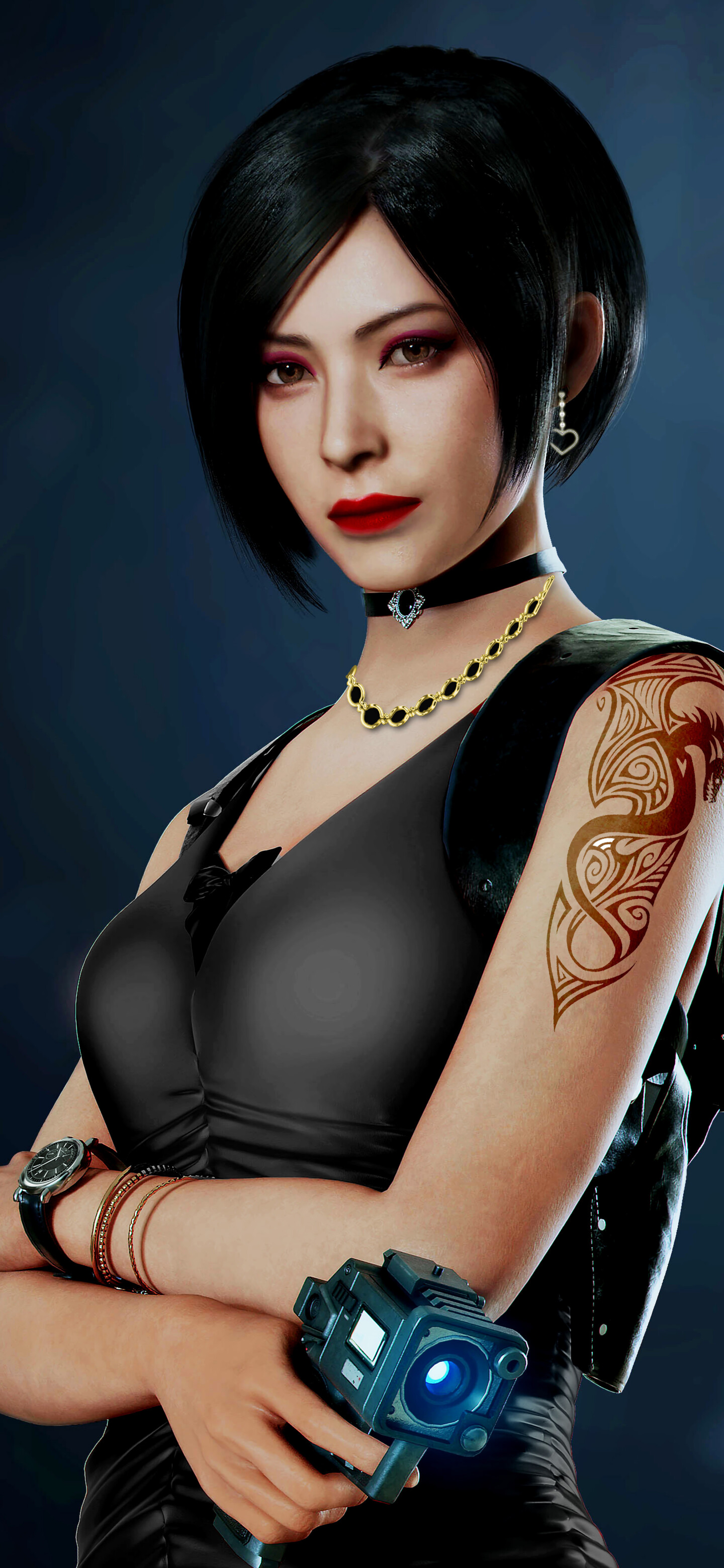 Un ritratto dettagliato del personaggio di Ada Wong, tratto da Resident Evil 2.