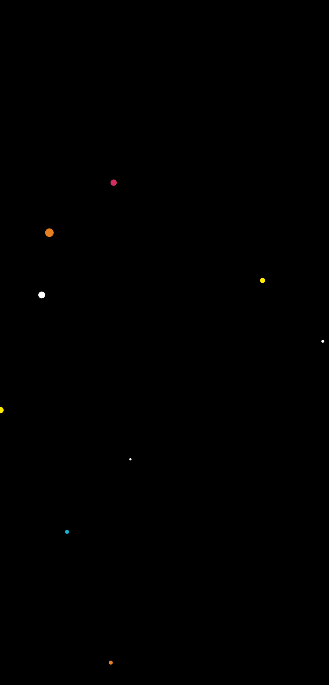 A colorful Among Us Crewmate character floating in deep space surrounded by stars.