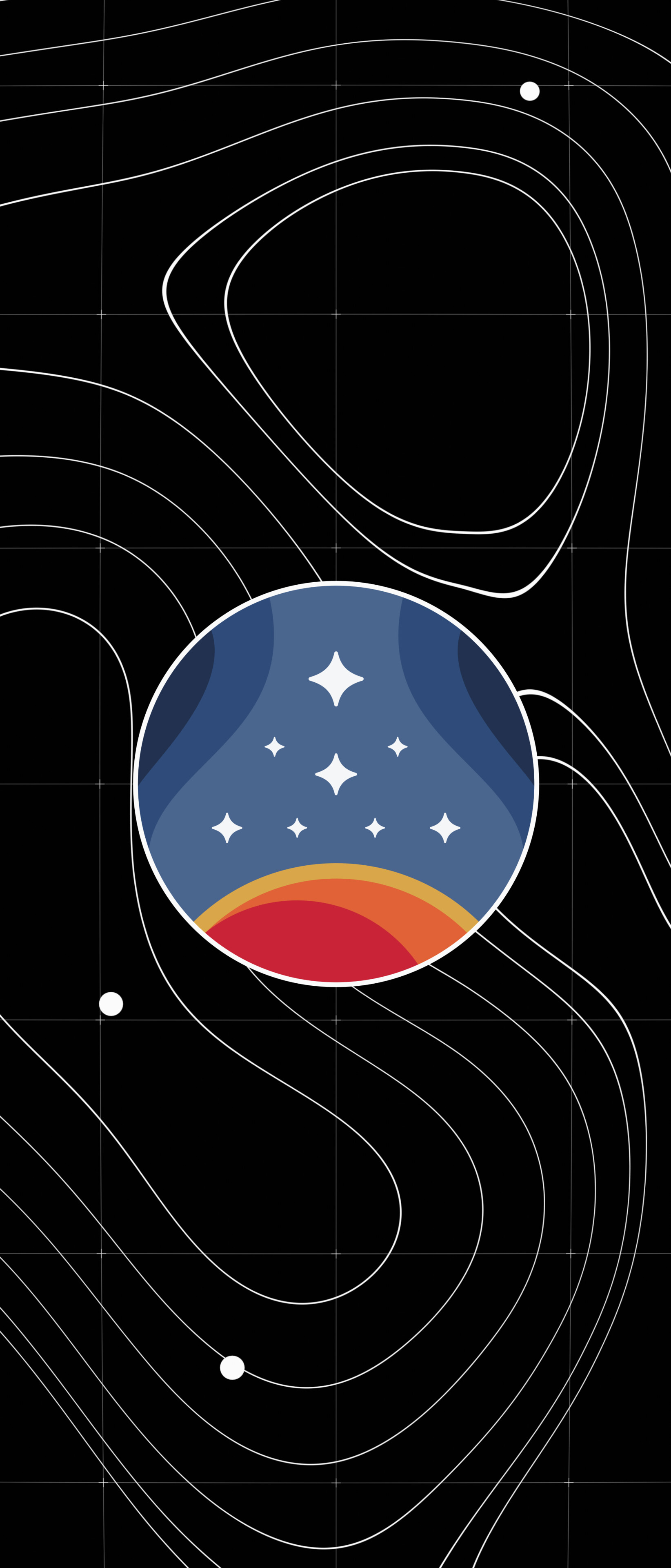 A minimalist dark sci-fi background featuring a deep black starfield with distant, sharp light points, optimized for OLED screens.