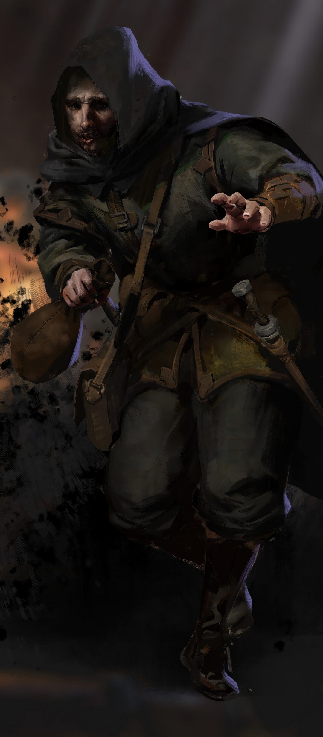 A menacing armored warrior from the game Dark and Darker in a dark, atmospheric dungeon setting.
