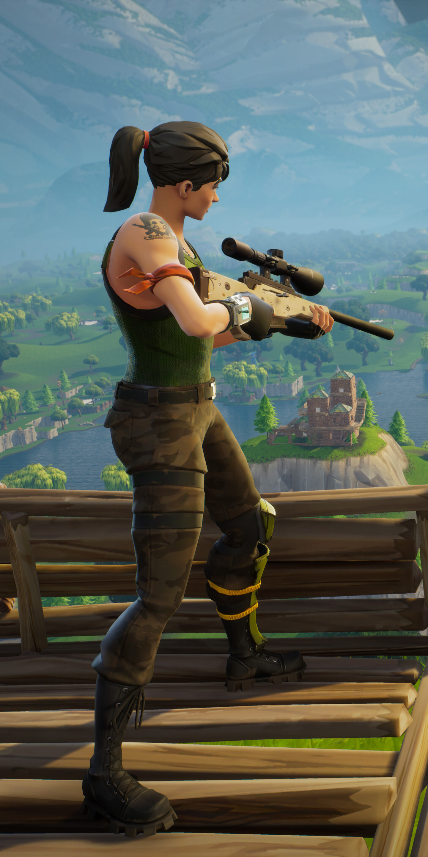 A colorful and stylized warrior character in the Fortnite battle royale art style.
