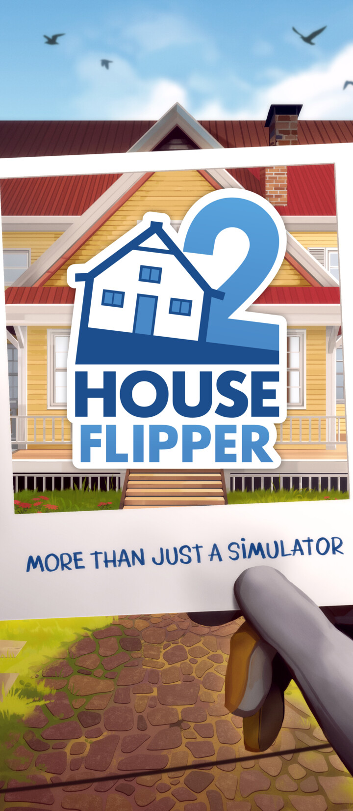 Un personaggio impegnato a pulire e riparare una stanza durante un progetto di ristrutturazione nel videogioco House Flipper 2.