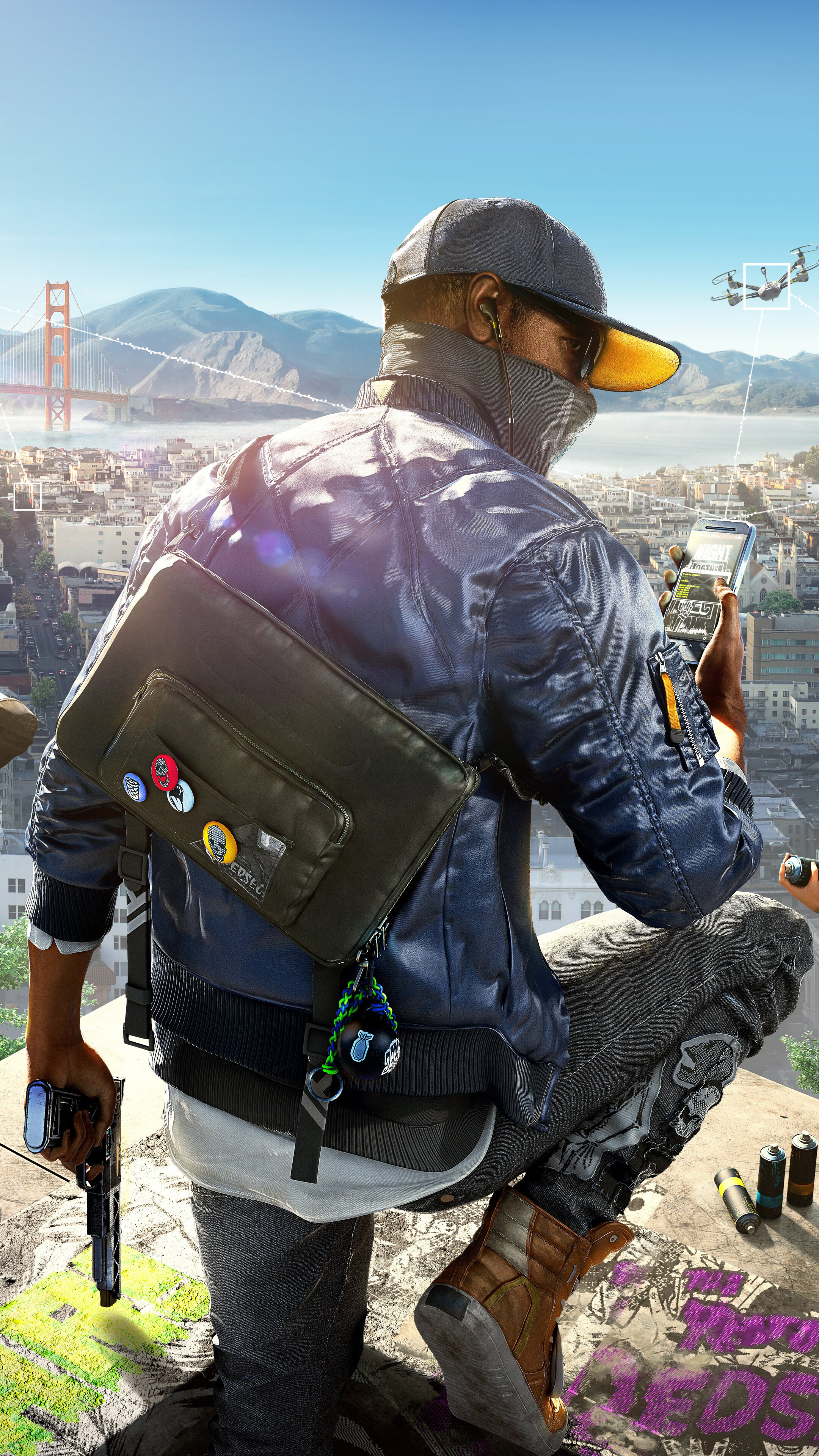 Marcus Holloway, del videojuego Watch Dogs 2, en un entorno urbano de piratería informática.