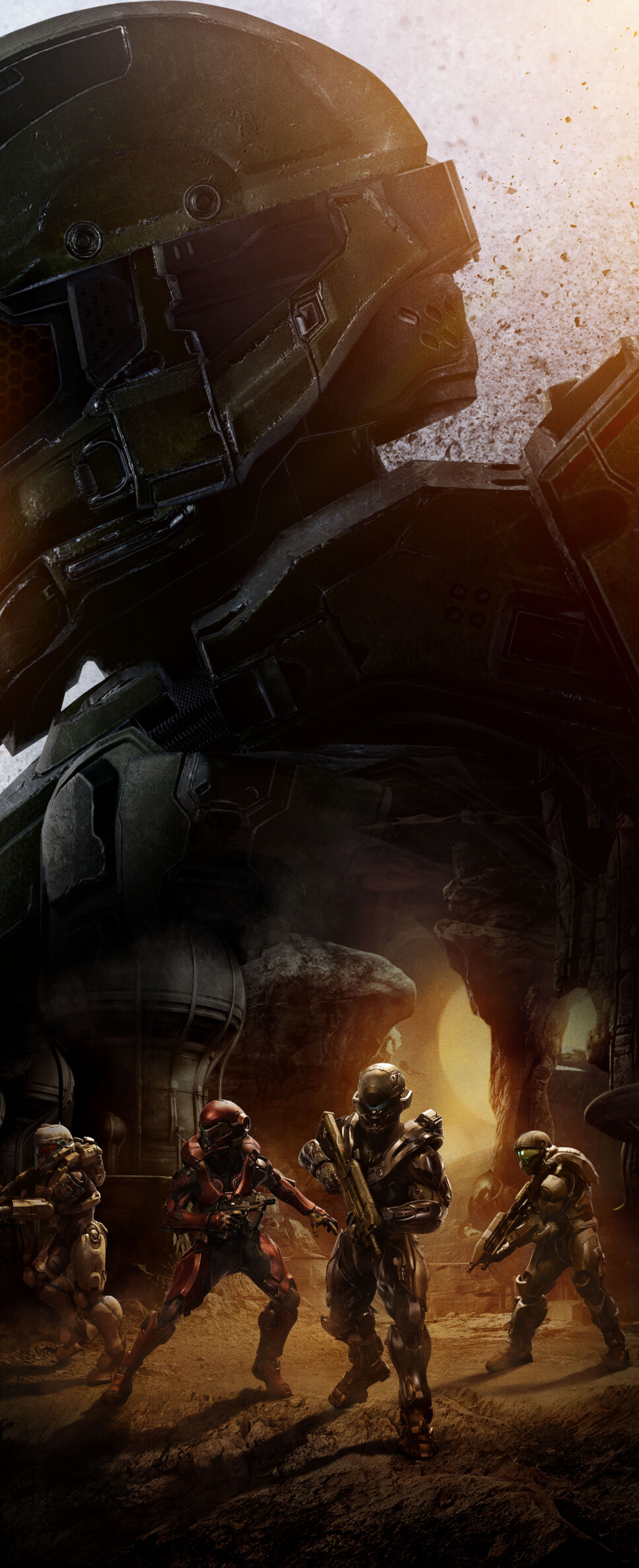 Master Chief wearing his iconic green Spartan armor from the Halo video game series.