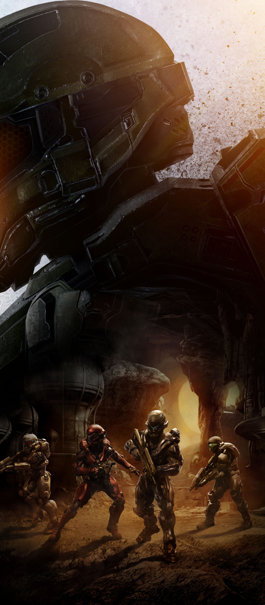 Master Chief in his signature green MJOLNIR armor from the Halo video game series.
