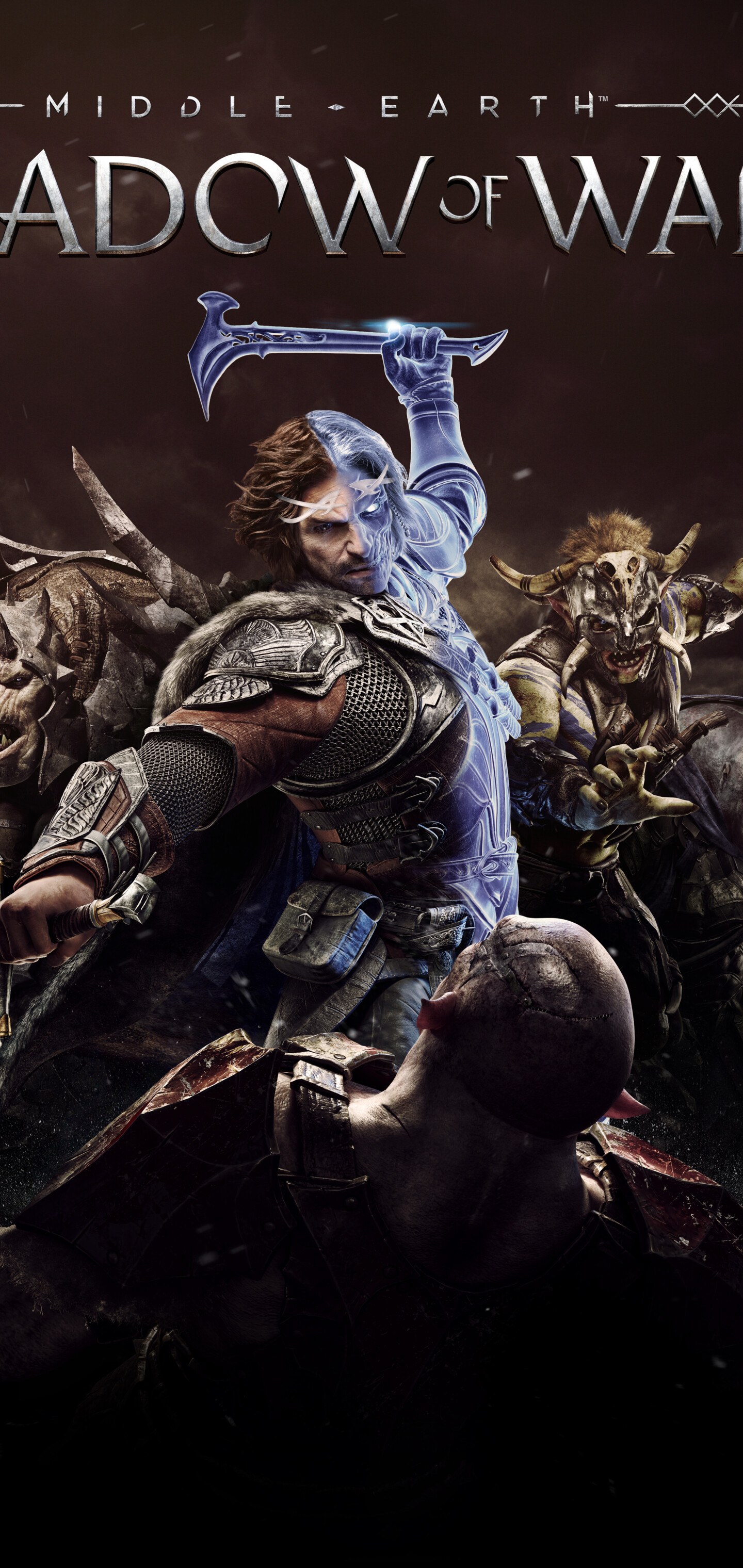 A powerful Orc Warchief from Middle-earth: Shadow of War in dark, battle-worn armor.
