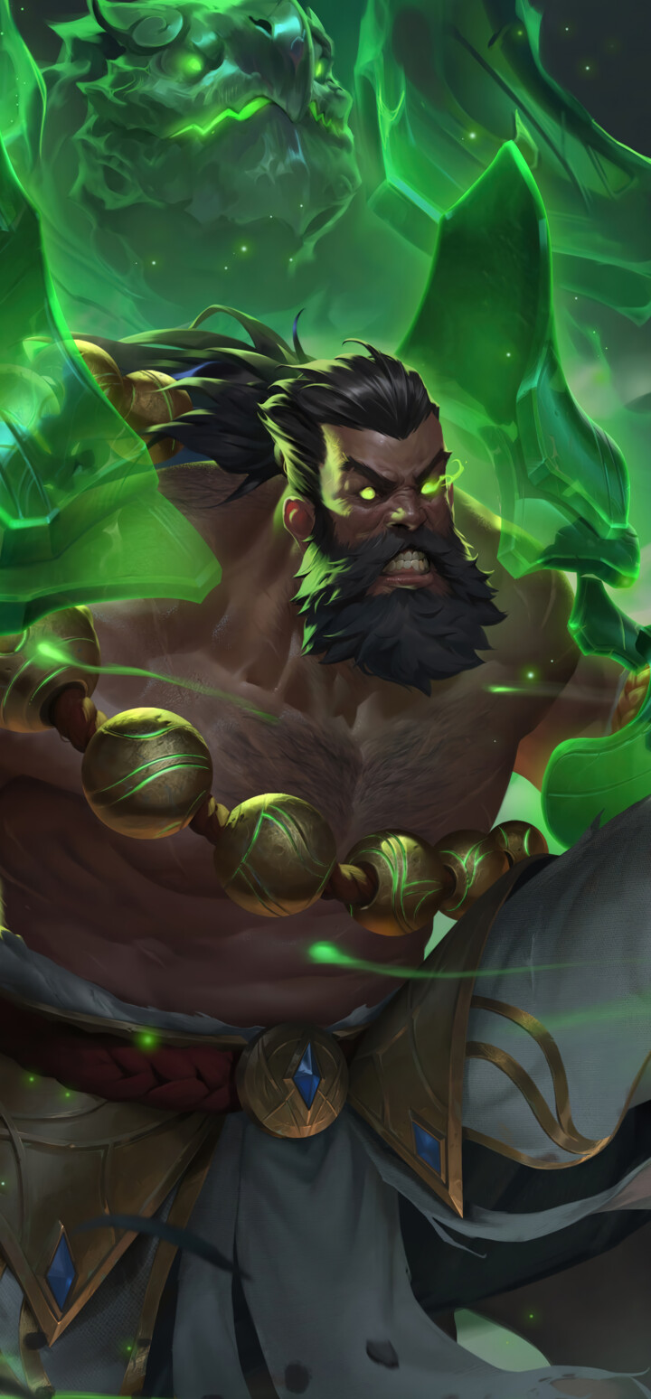 A cinematic portrait of the character Udyr from the video game League of Legends.