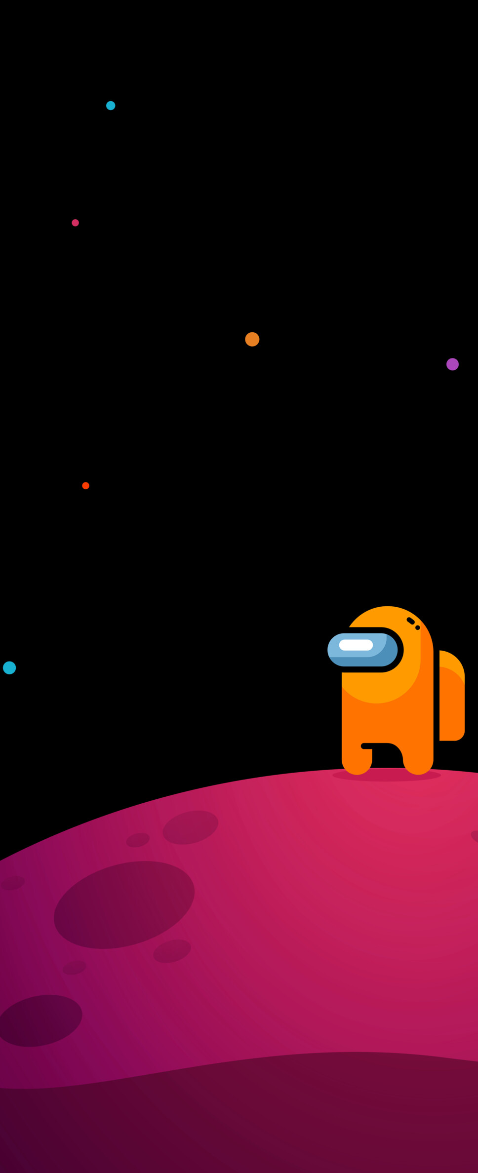 A small, bean-shaped Crewmate from the game Among Us wearing a space suit.