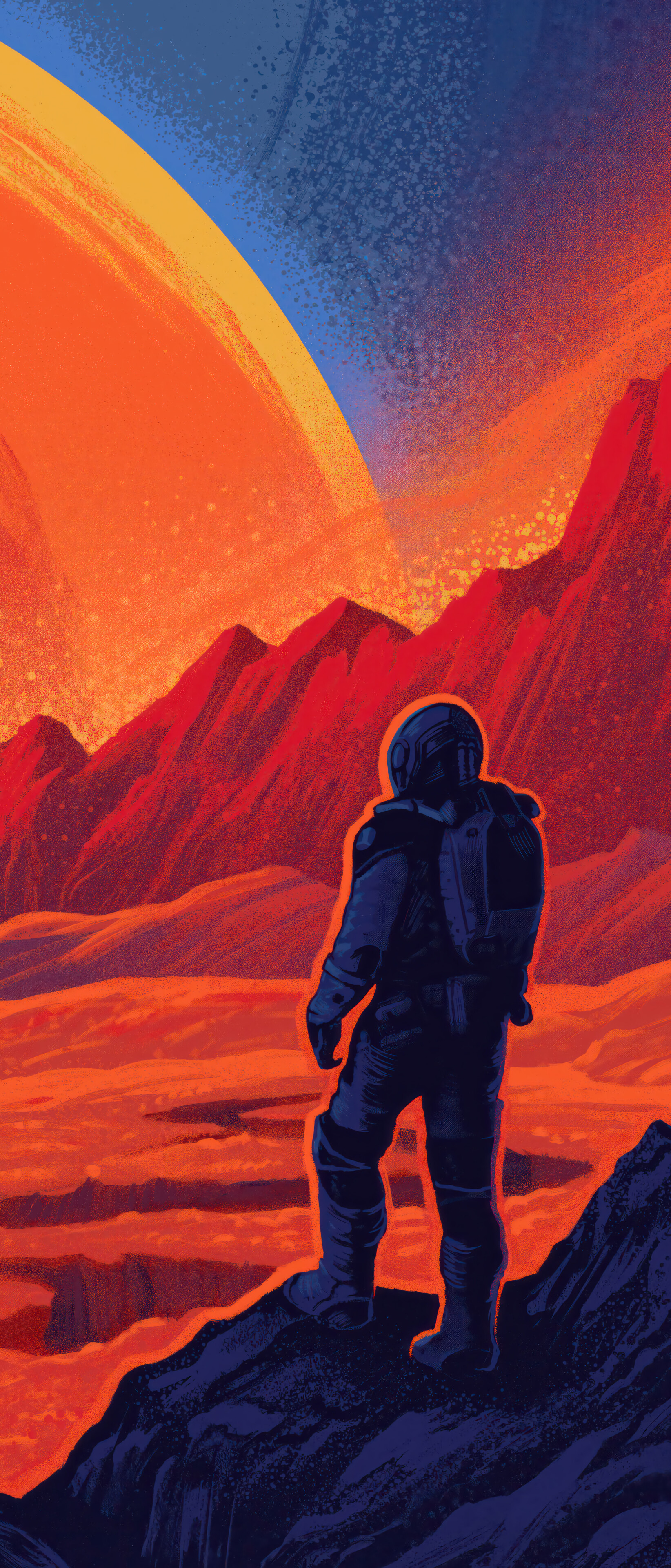 A detailed astronaut in a white space suit floating in deep space near a large planet, styled after the Starfield video game.