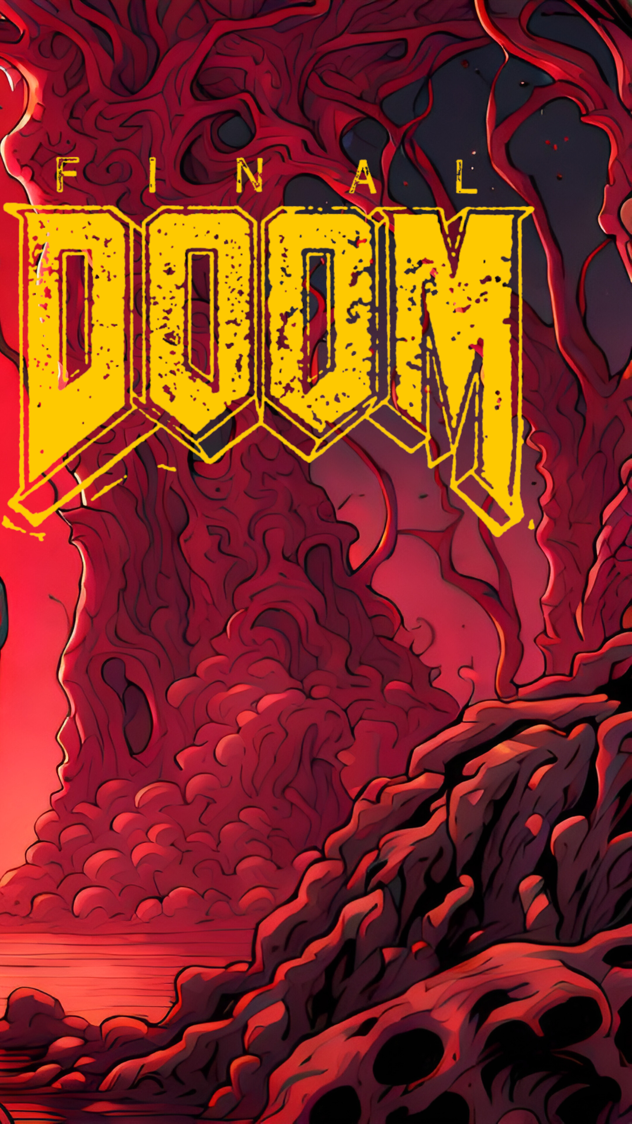 The Doomguy from the Doom video game series prepared for combat in a demonic environment.