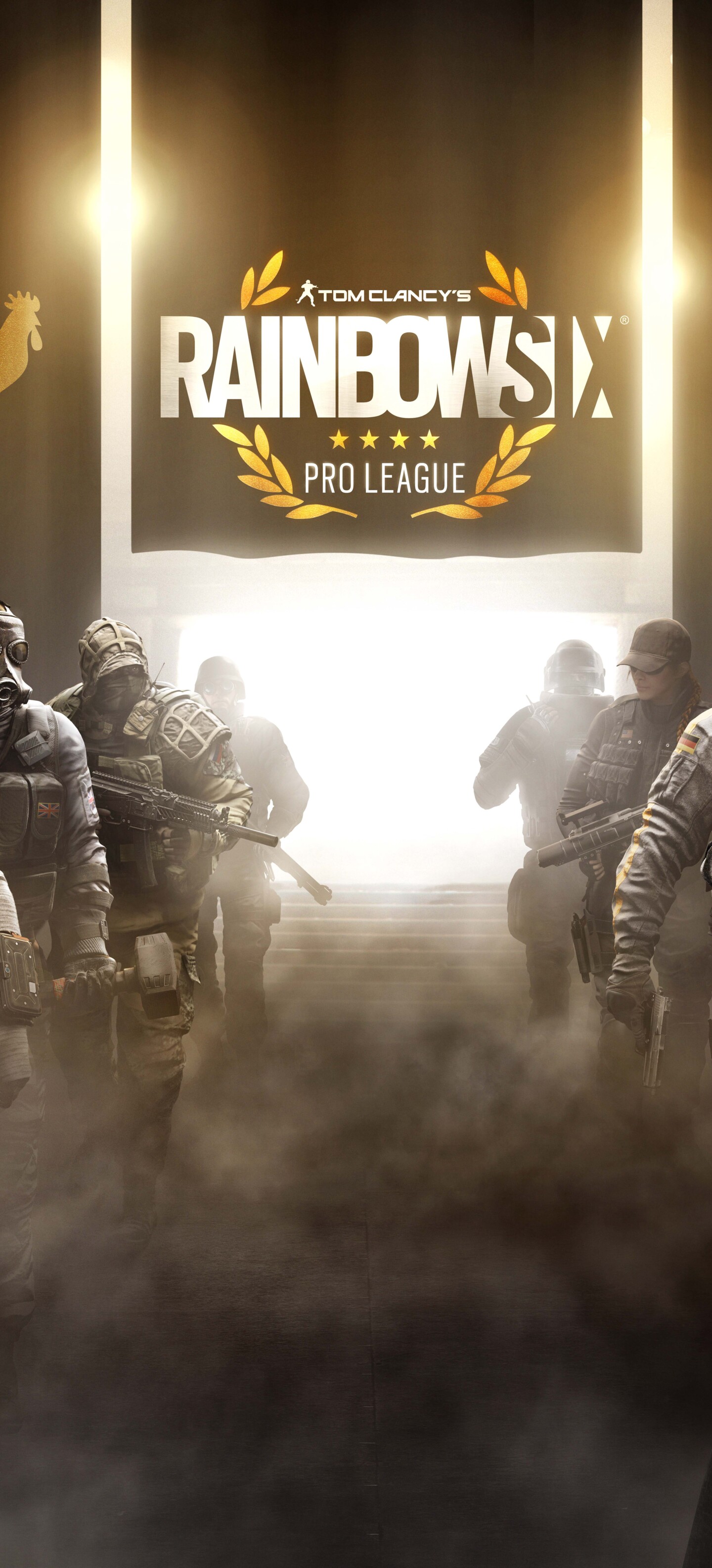 A tactical operator from Tom Clancy's Rainbow Six Siege equipped with detailed combat gear and tactical weaponry in a cinematic setting.