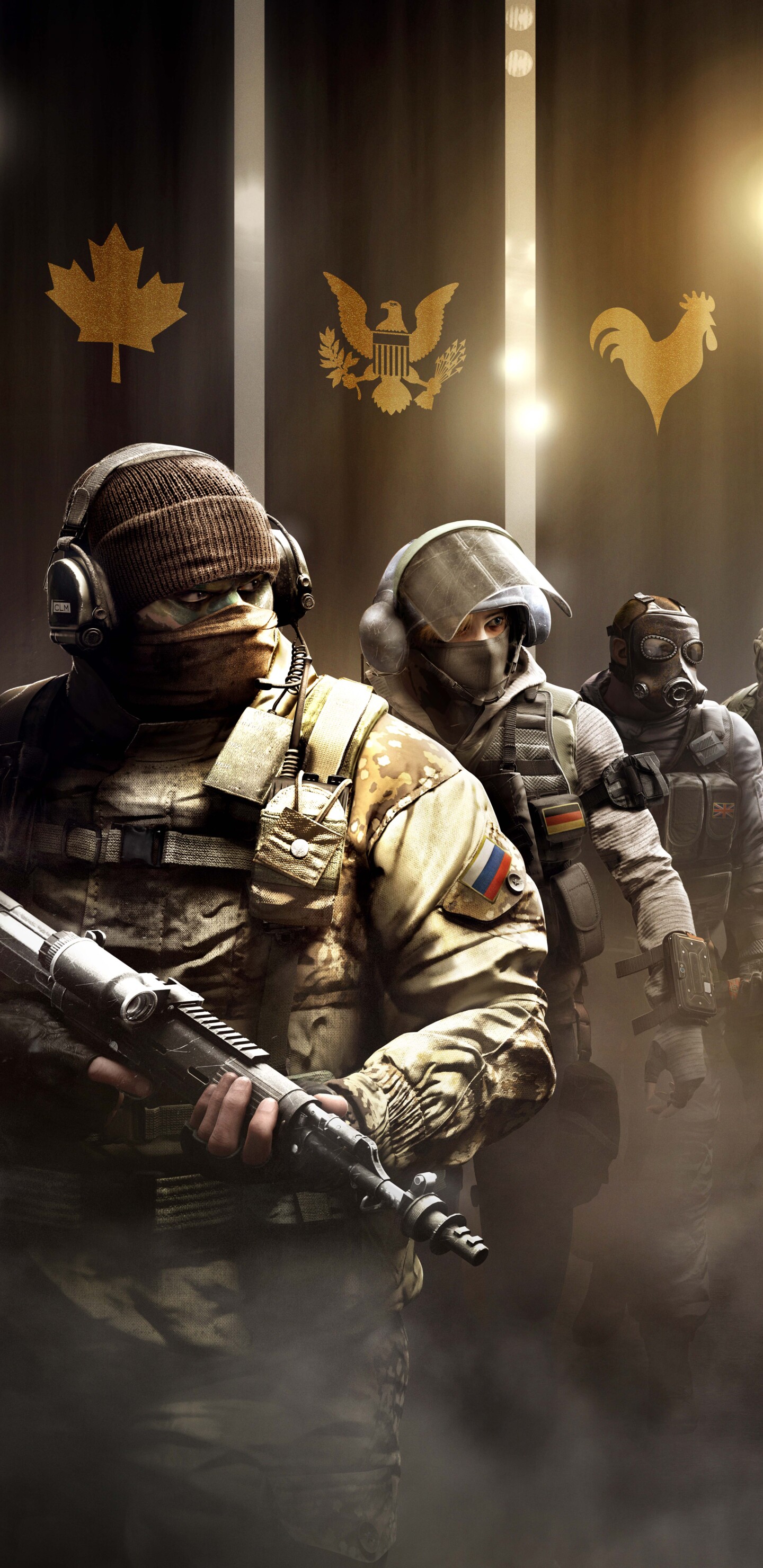 A specialized tactical operator from Tom Clancy's Rainbow Six Siege prepared for combat with advanced equipment and weaponry.