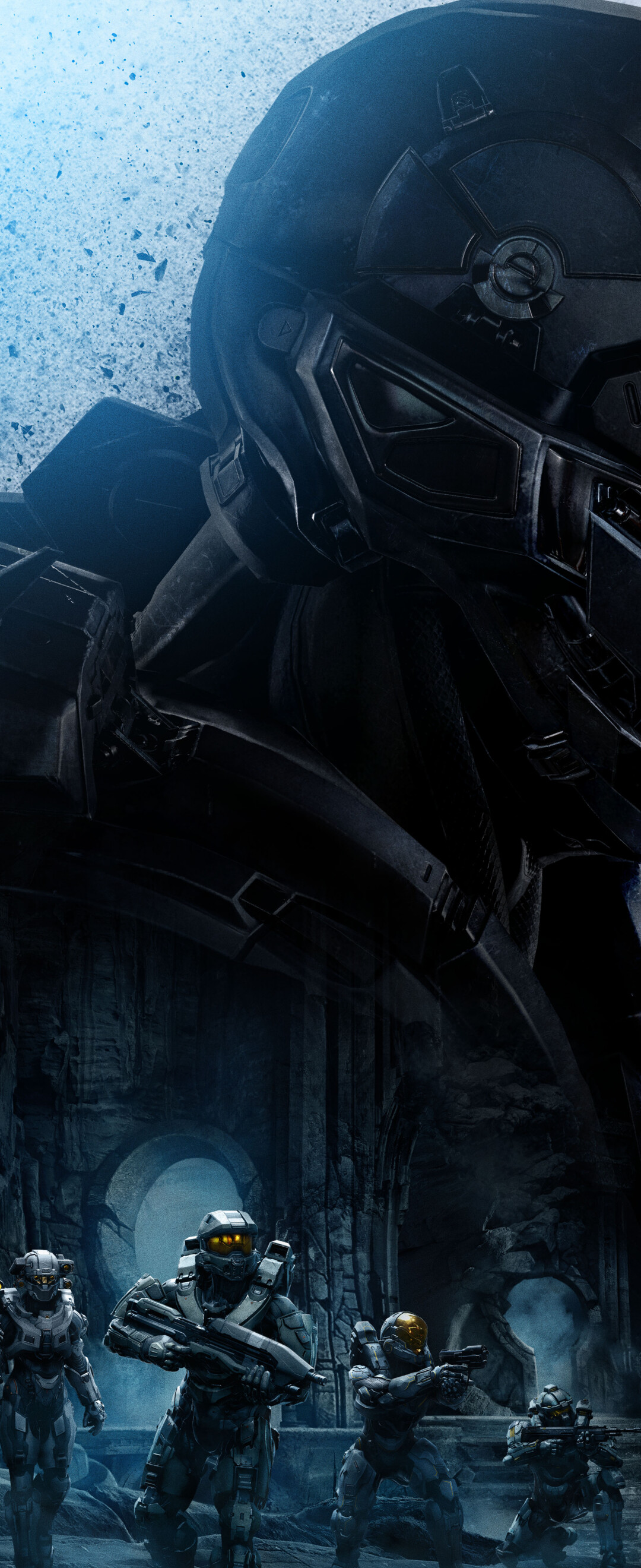 Master Chief in his signature green Mjolnir armor from the Halo video game series.