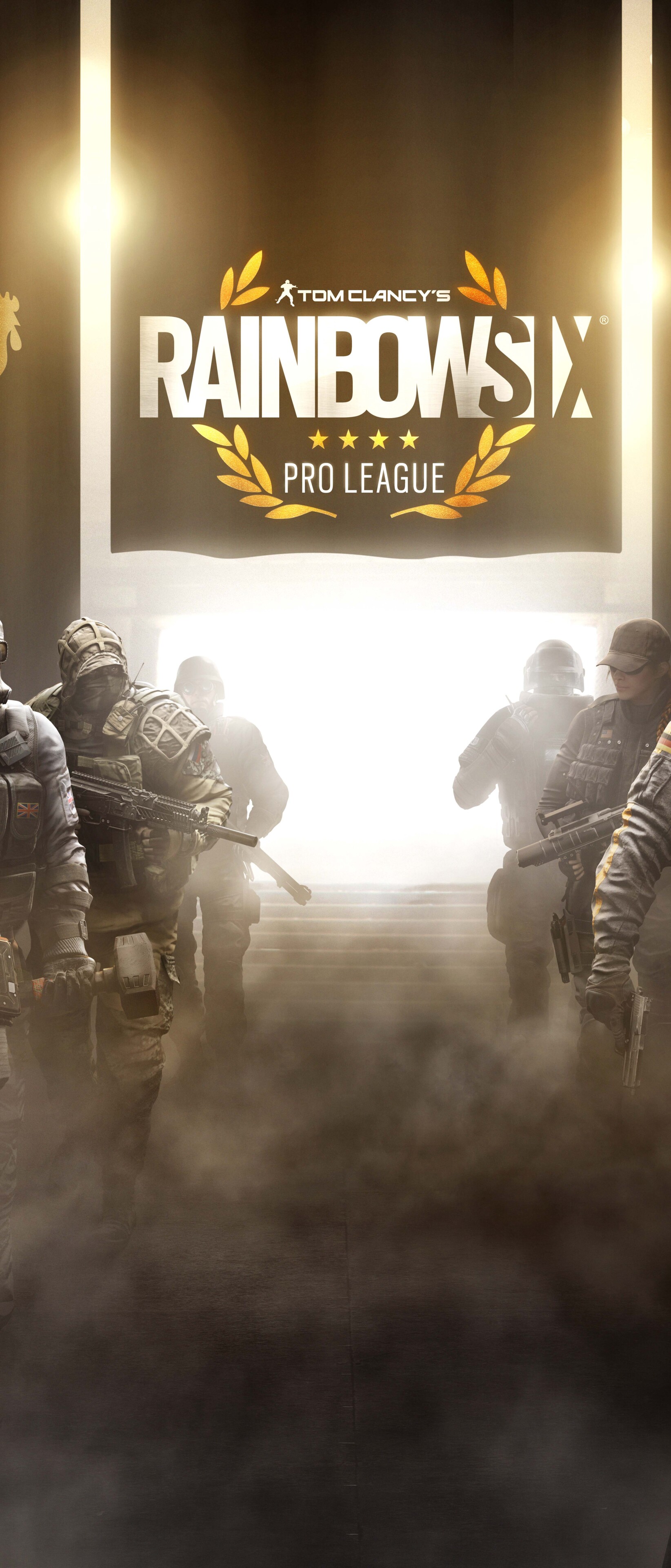 A detailed view of a tactical operator from Tom Clancy's Rainbow Six: Siege wearing professional combat gear.