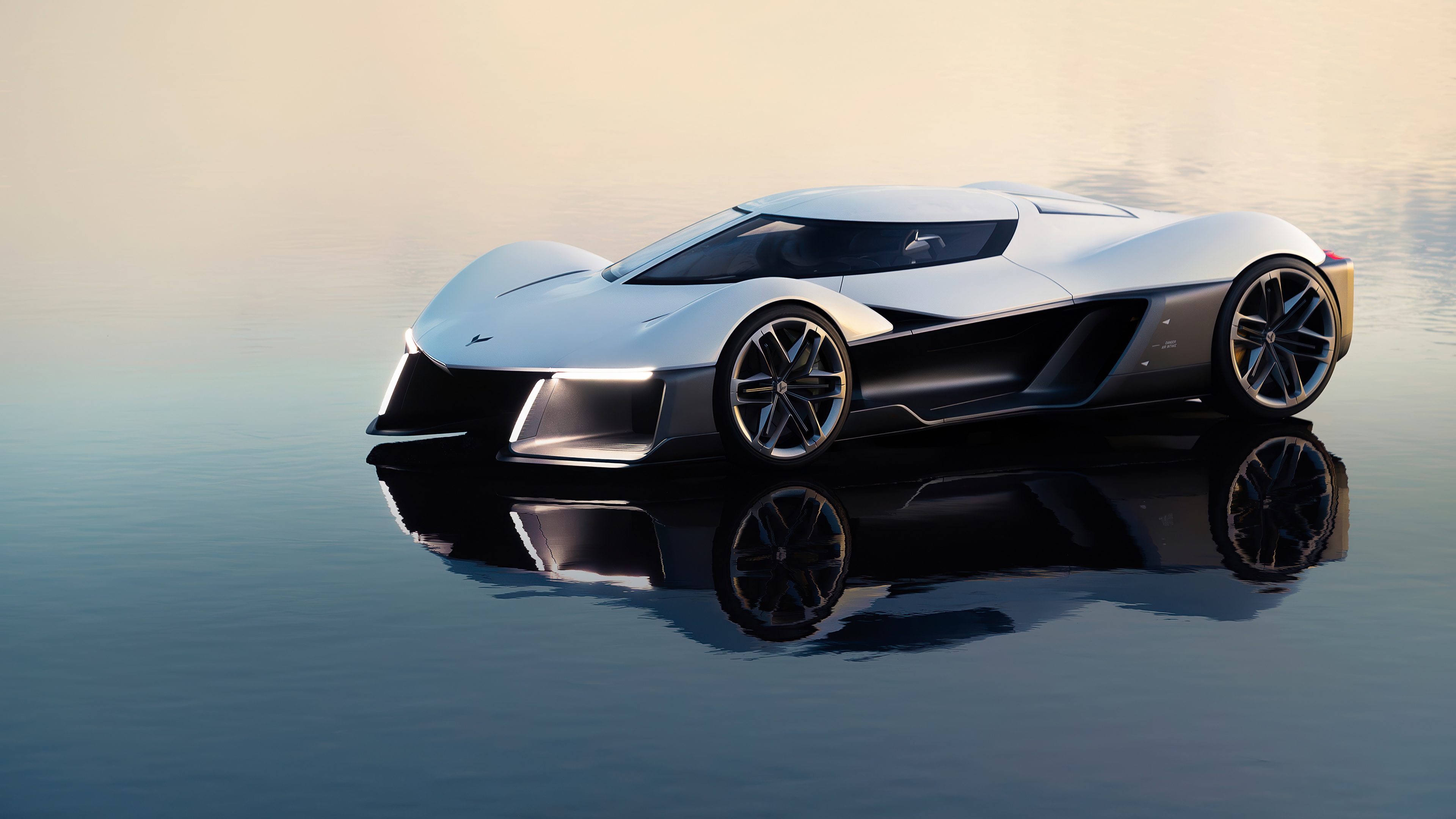 A futuristic 2025 Chevrolet Corvette electric concept supercar with sleek aerodynamic bodywork and modern design.