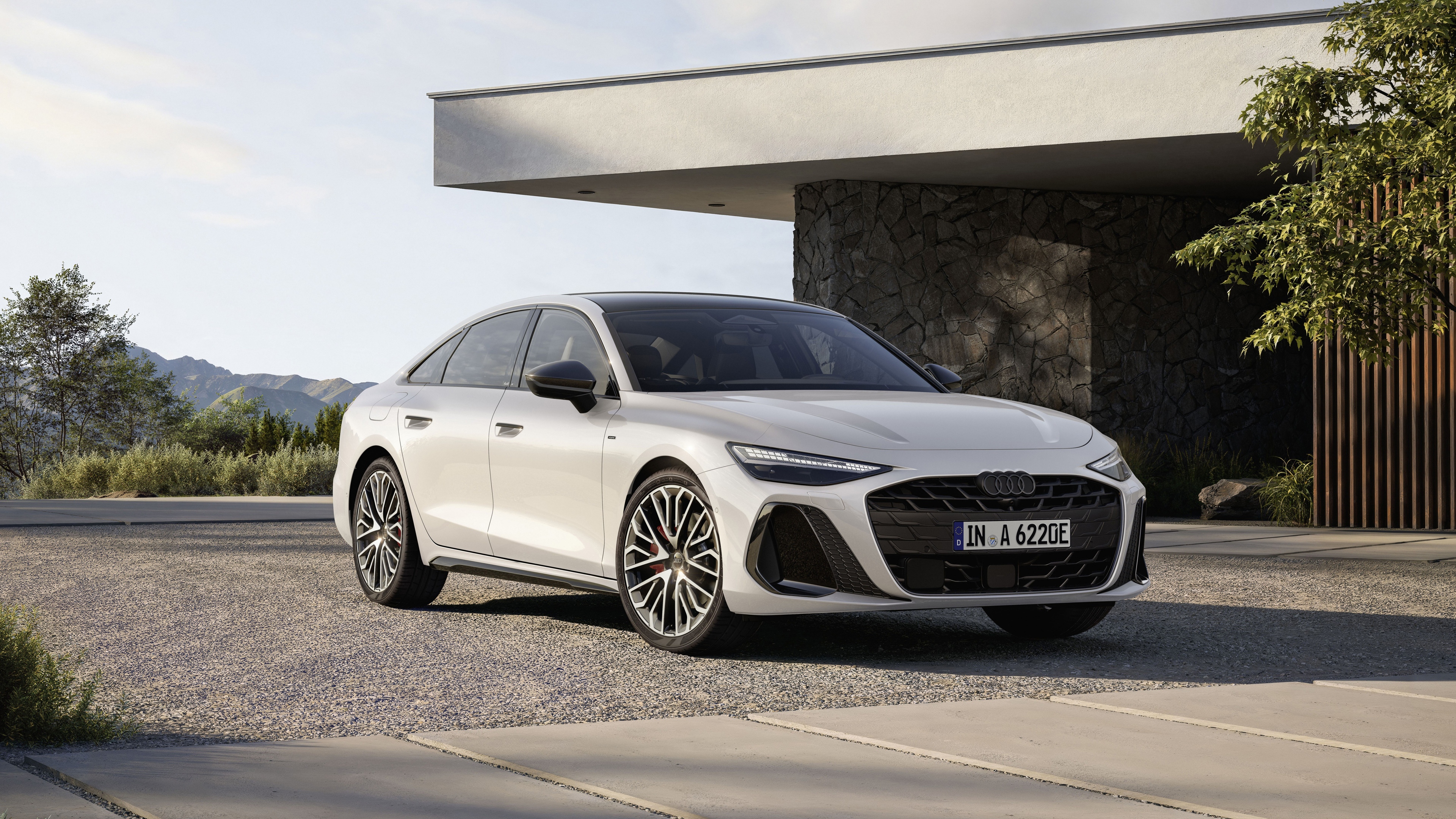A high-resolution 8K rendering of a sleek 2025 plug-in hybrid concept car.