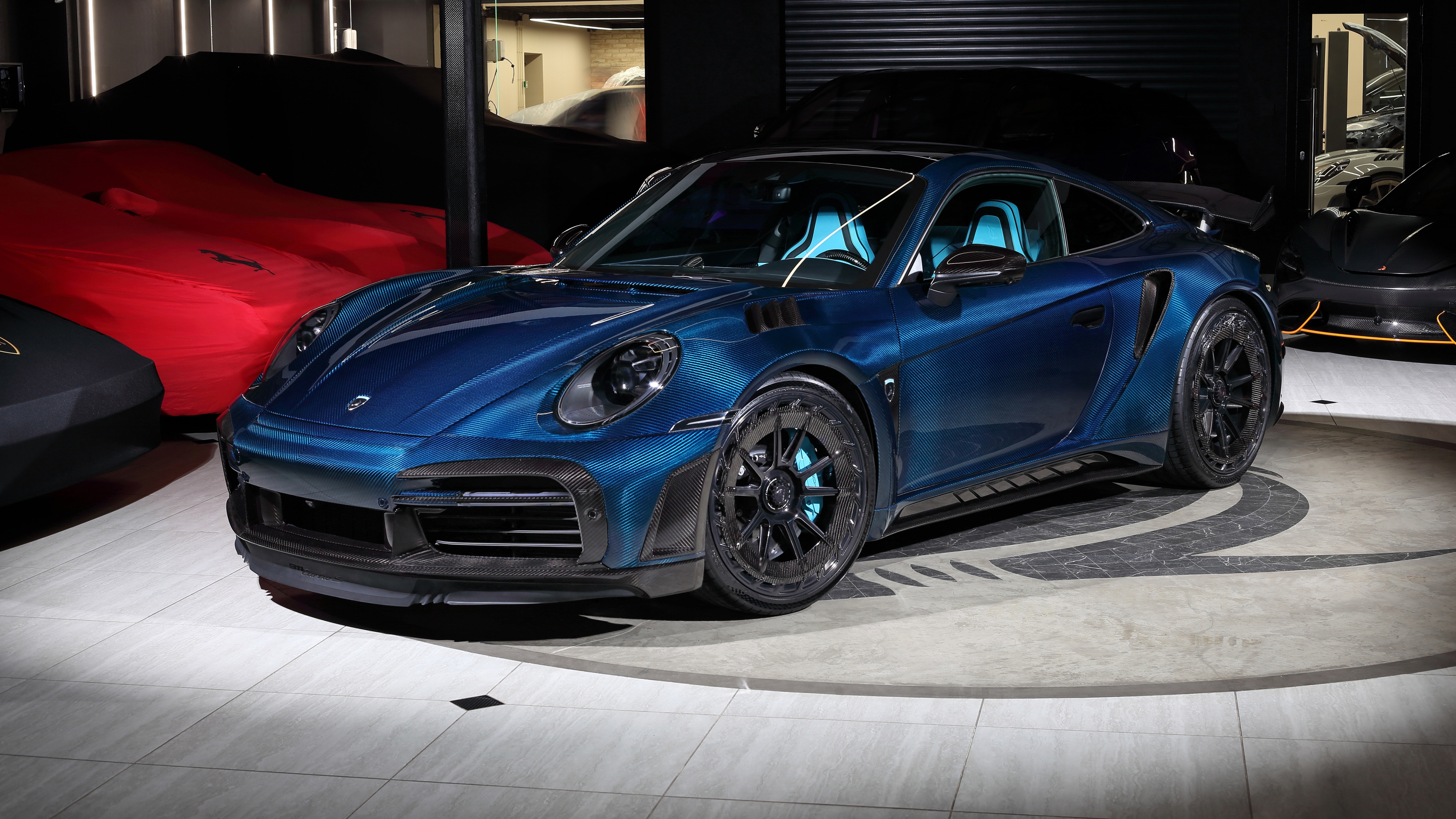 Detailed view of the 2025 TopCar Porsche 911 Turbo S Stinger GTR with custom widebody kit and aerodynamic styling.