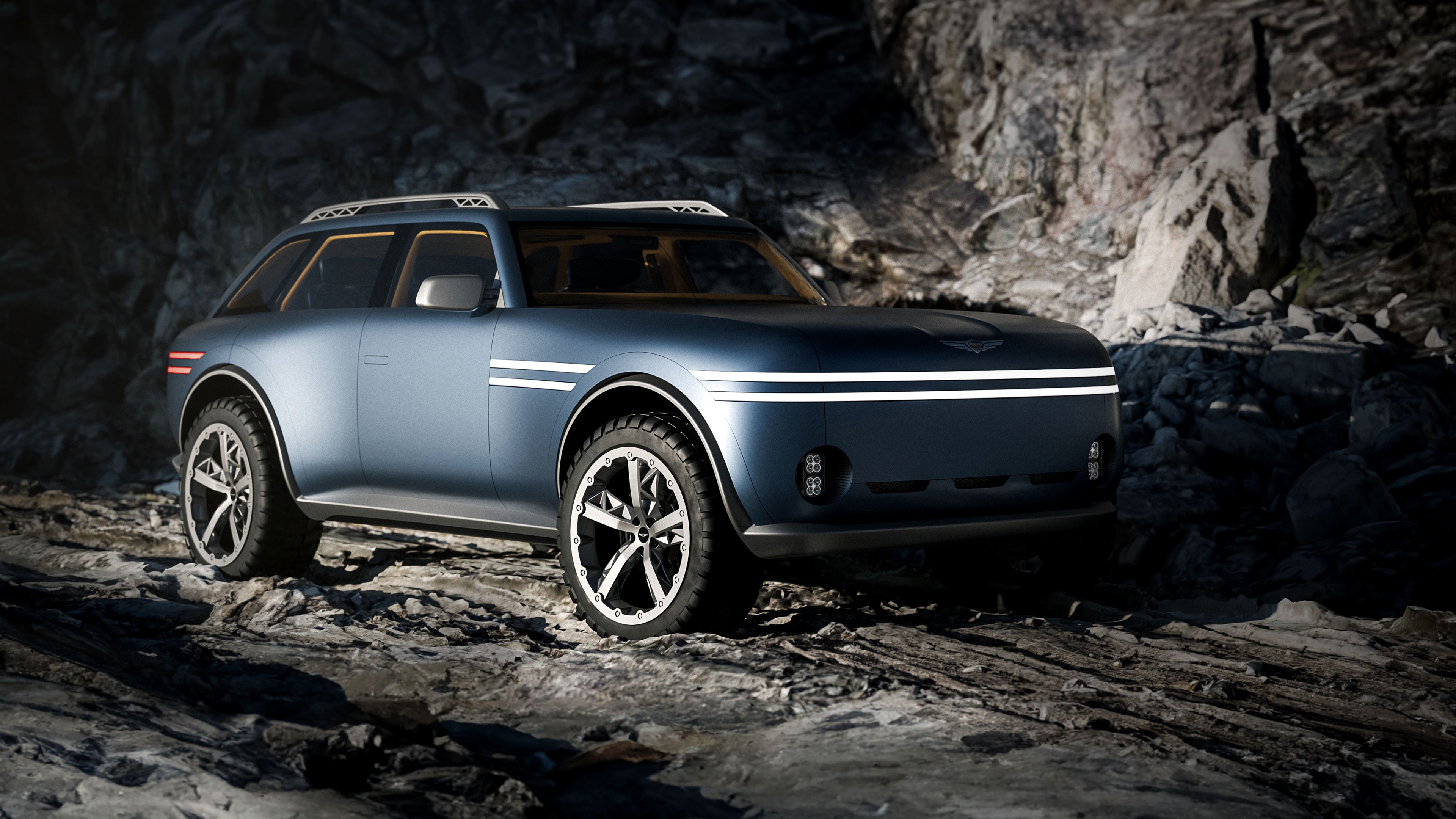 Futuristic 2025 off-road concept SUV with rugged design and advanced lighting