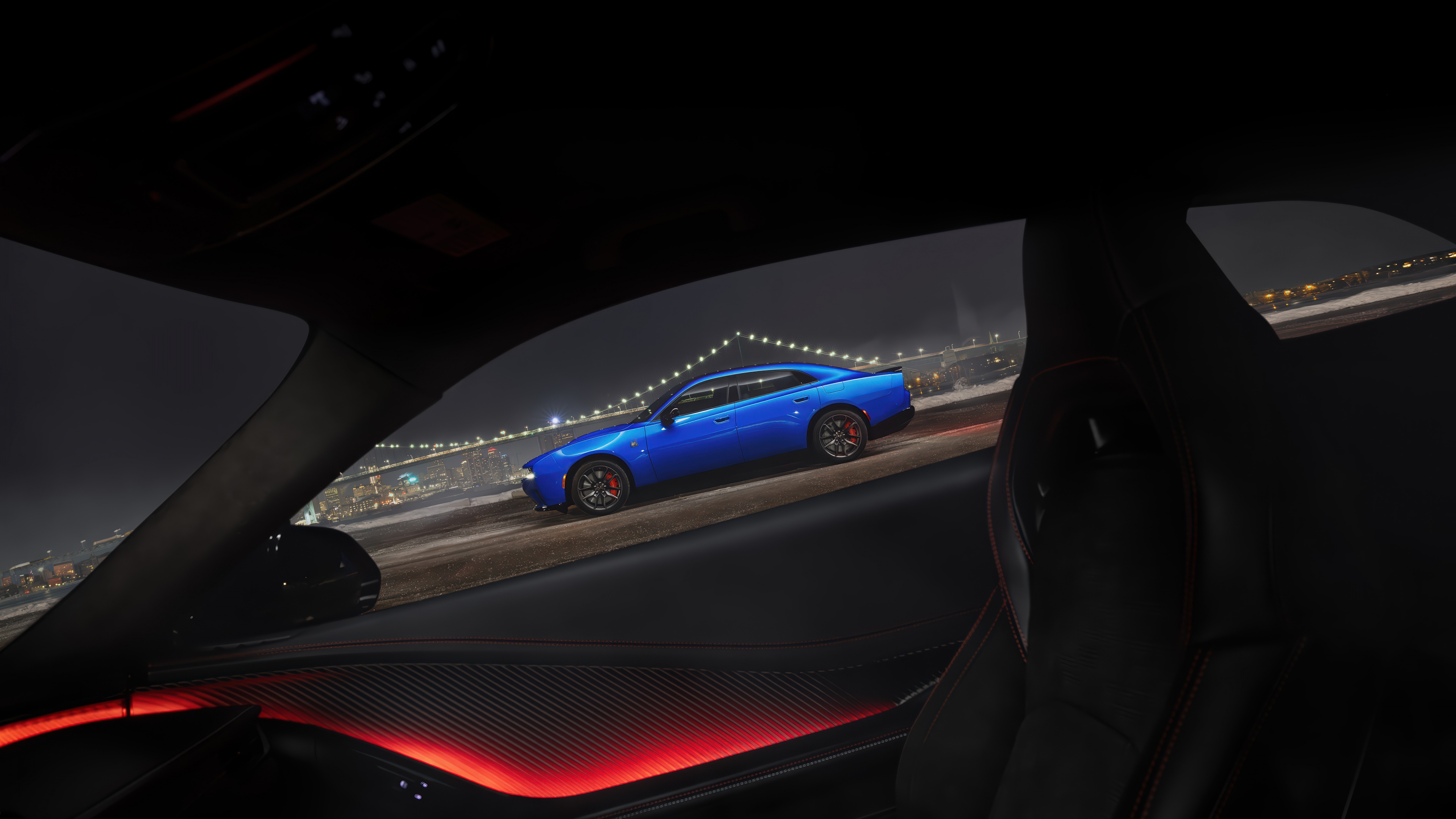 A close-up, detailed view of the 2026 Dodge Charger Daytona Scat Pack, featuring modern American muscle car styling.