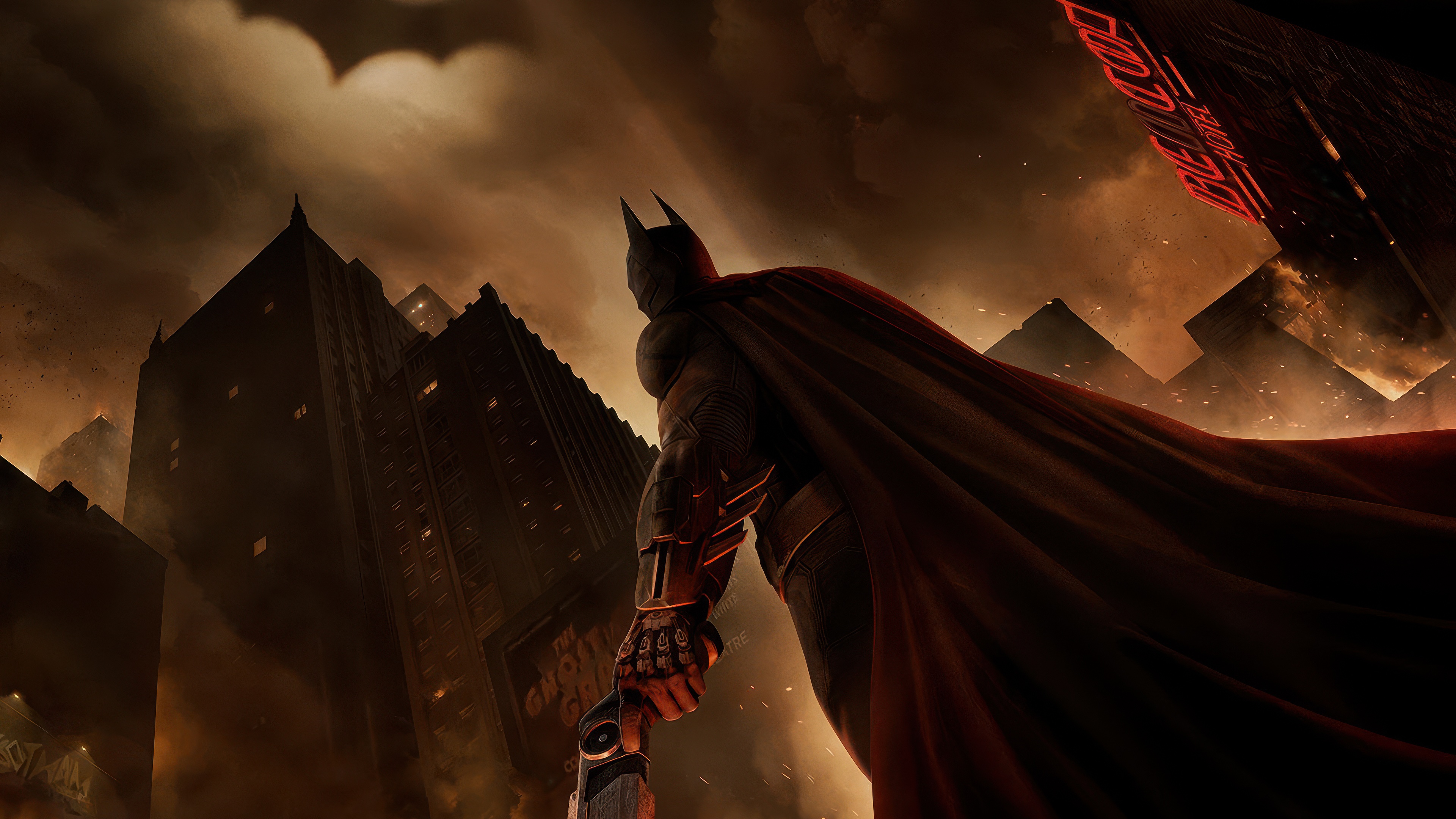 Batman wearing his signature cowl and tactical suit from the DC Comics video game Batman: Arkham Shadow.