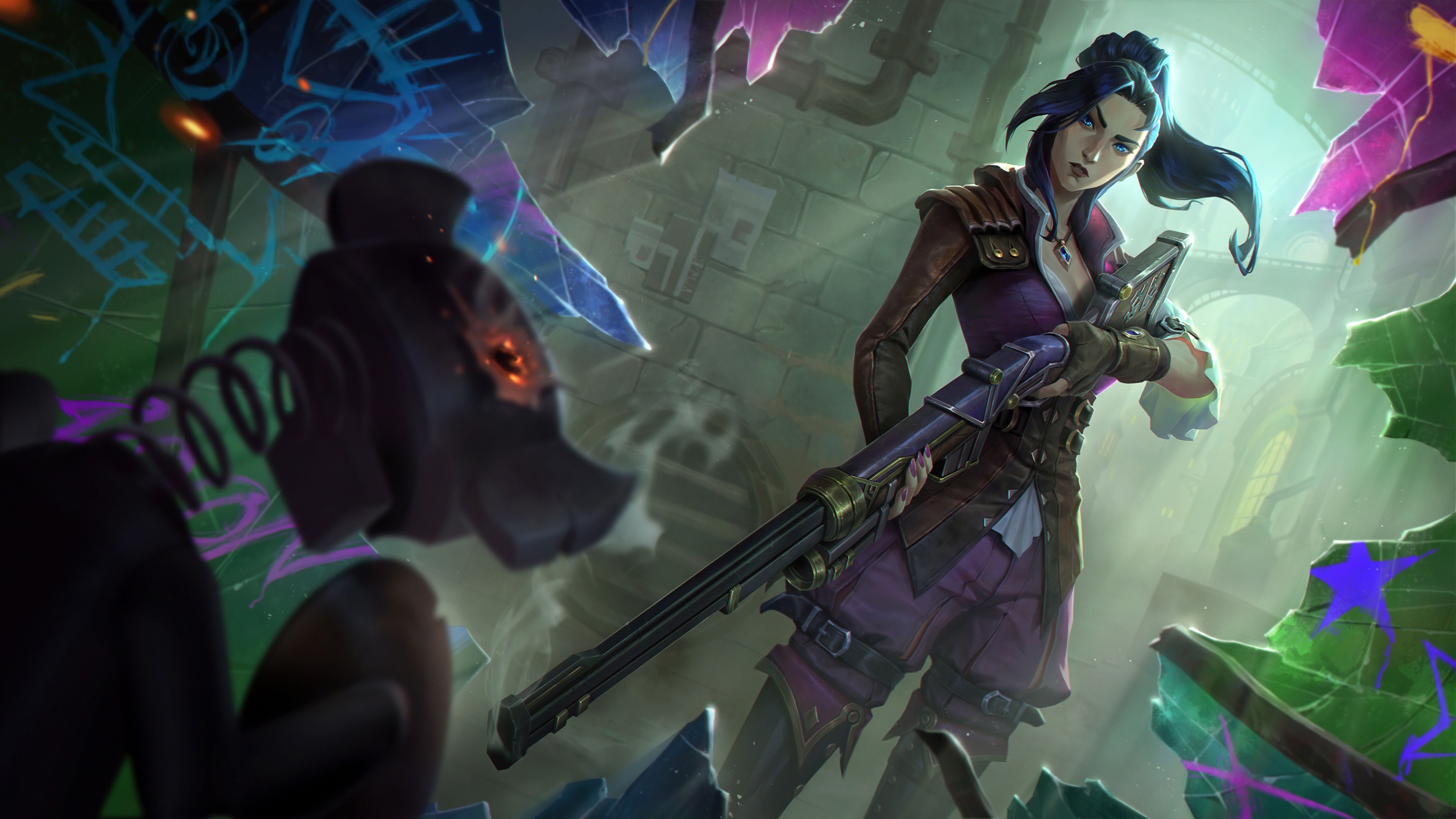 A highly detailed cinematic portrait of Caitlyn from the Netflix series Arcane: League of Legends