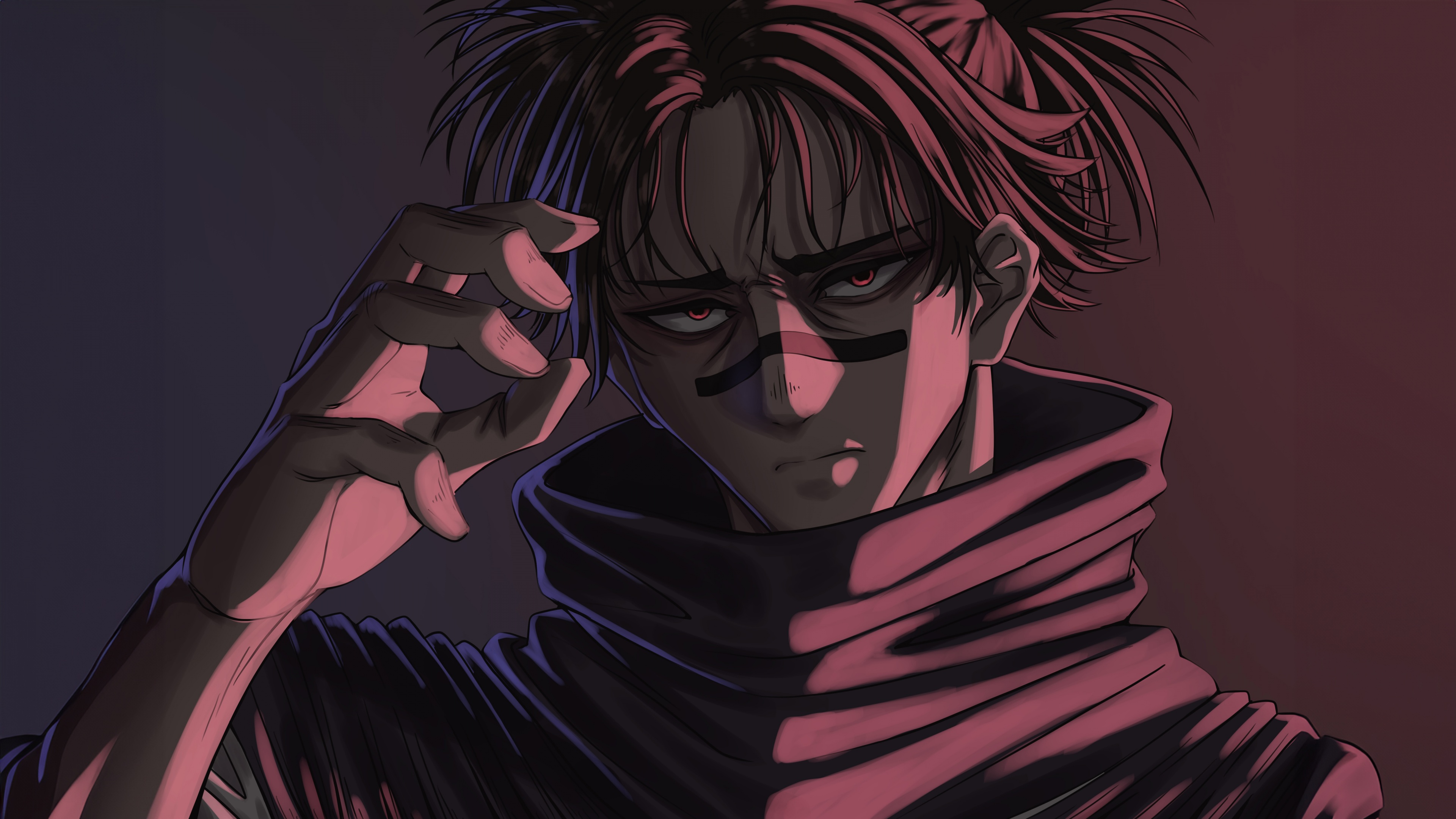 A high-resolution close-up of Choso from the anime Jujutsu Kaisen, showcasing his unique facial features and intense gaze.