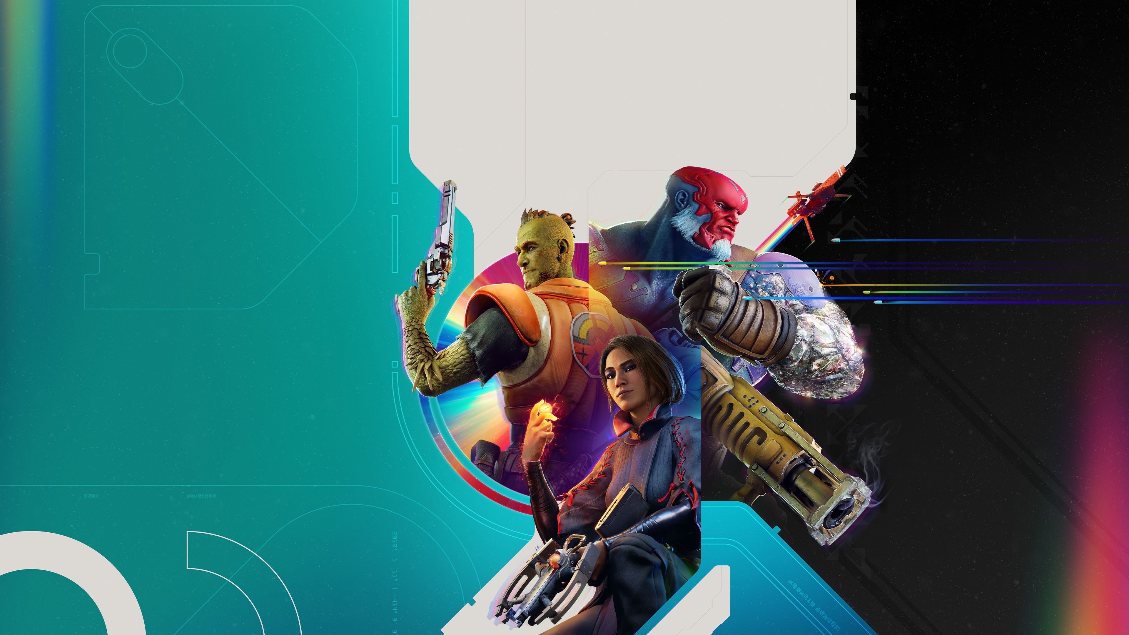 A detailed character from the game Concord featuring vibrant, futuristic sci-fi armor.