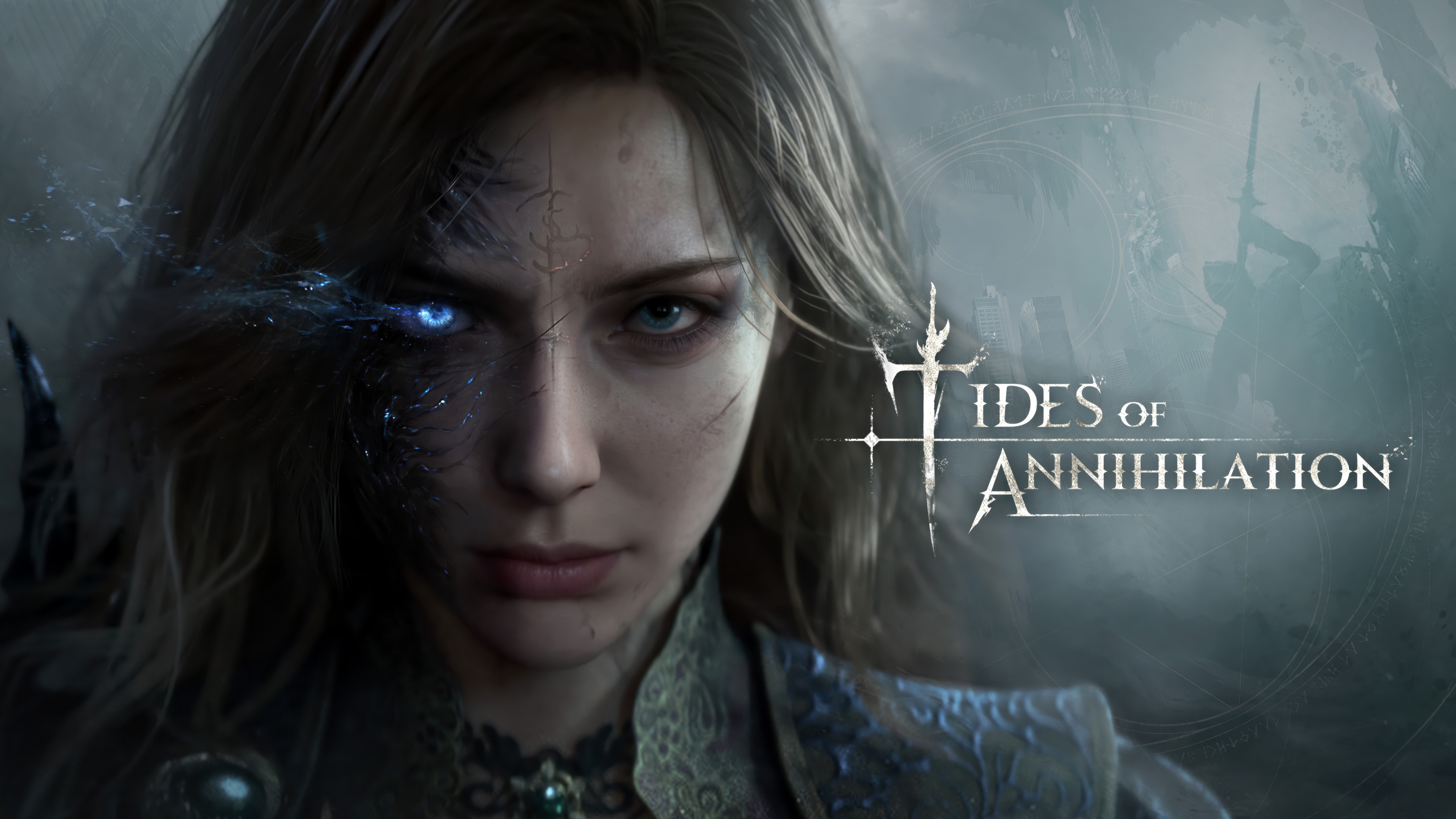 A high-resolution 5K video game key art featuring a cinematic character in a dramatic, atmospheric setting.