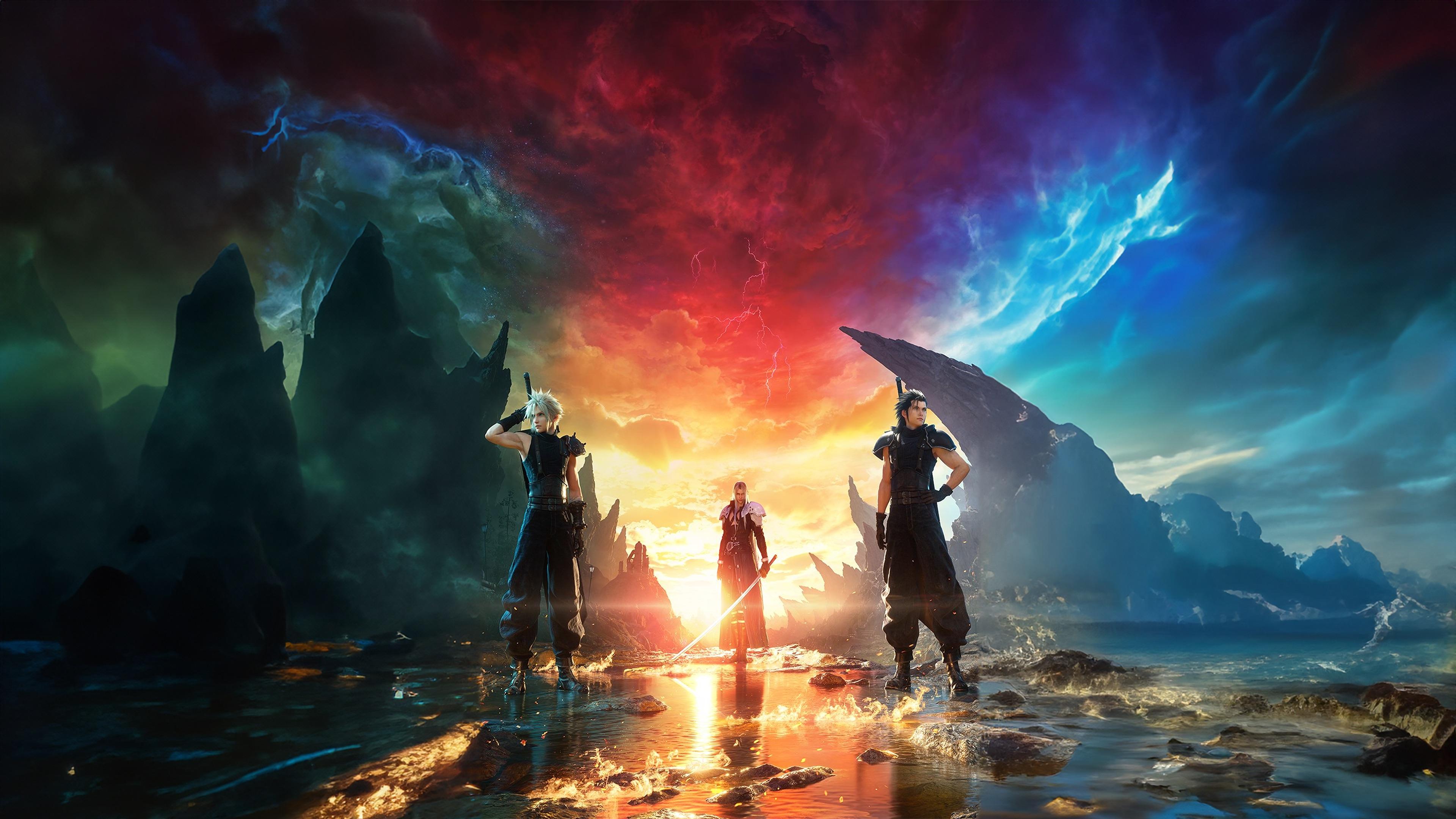 Detailed game art featuring Cloud Strife from Final Fantasy VII Rebirth.