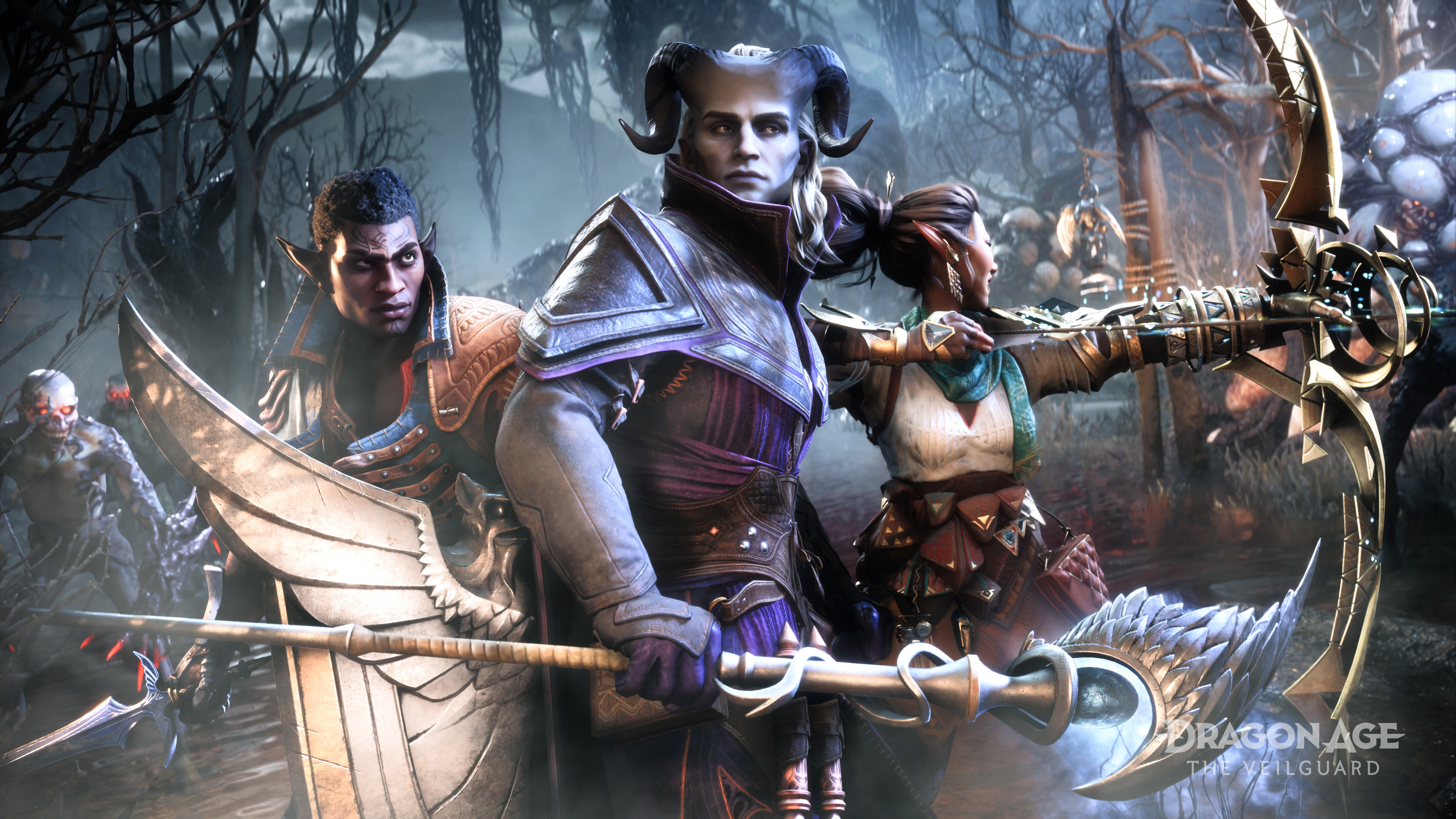 A cinematic gameplay screenshot from the video game Dragon Age: The Veilguard.
