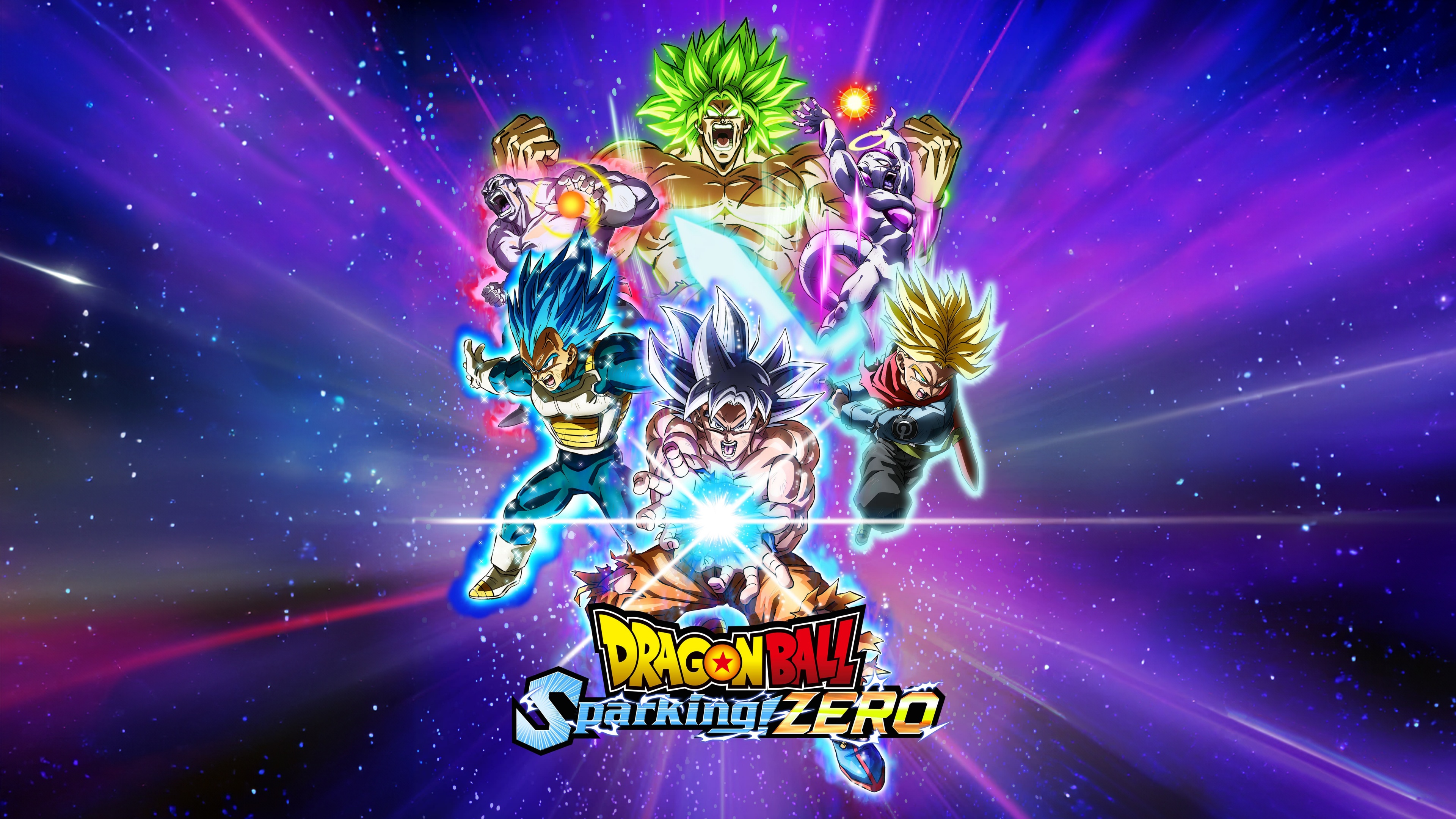 Epic battle cover art for the Dragon Ball: Sparking! Zero video game featuring iconic Dragon Ball characters.