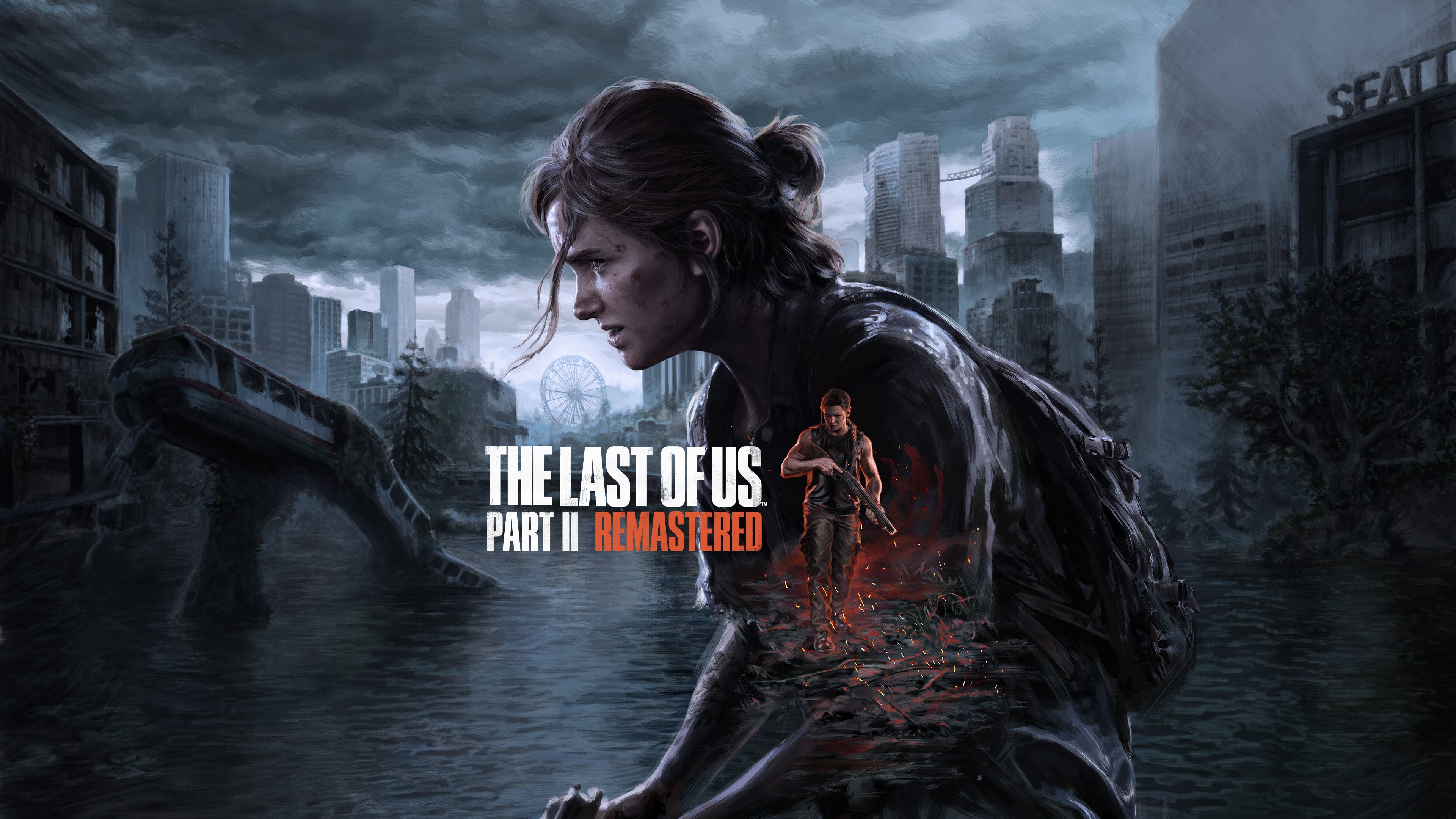 A detailed, cinematic portrait of Ellie Williams from the video game The Last of Us Part II.