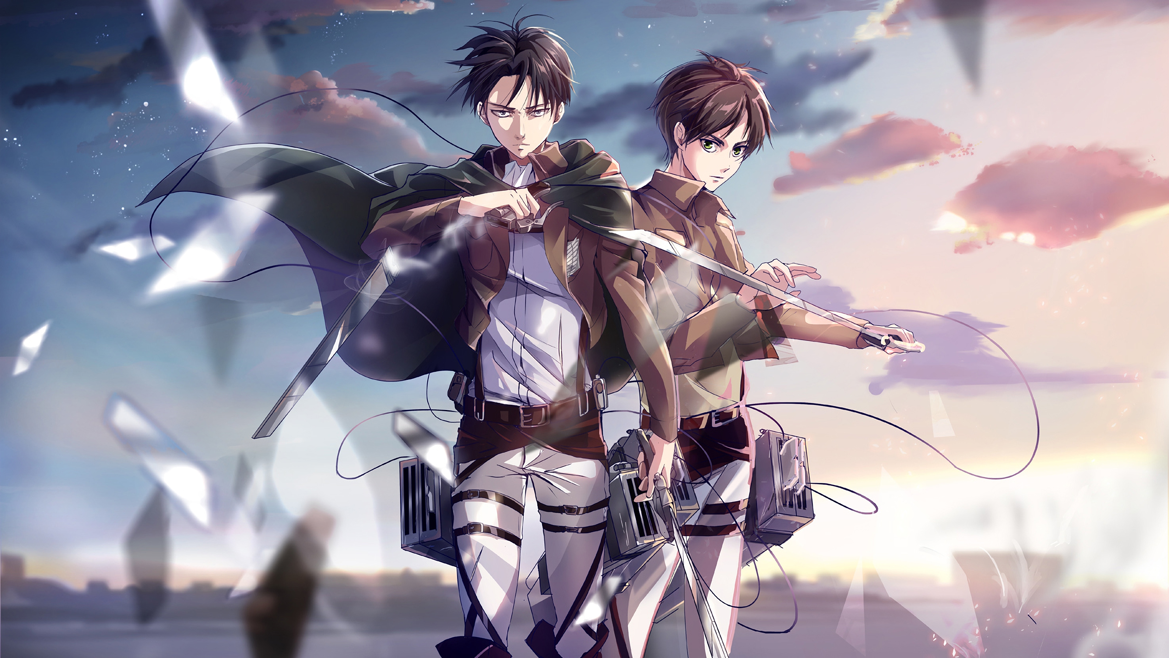 Eren Yeager and Levi Ackerman from the anime series Attack on Titan