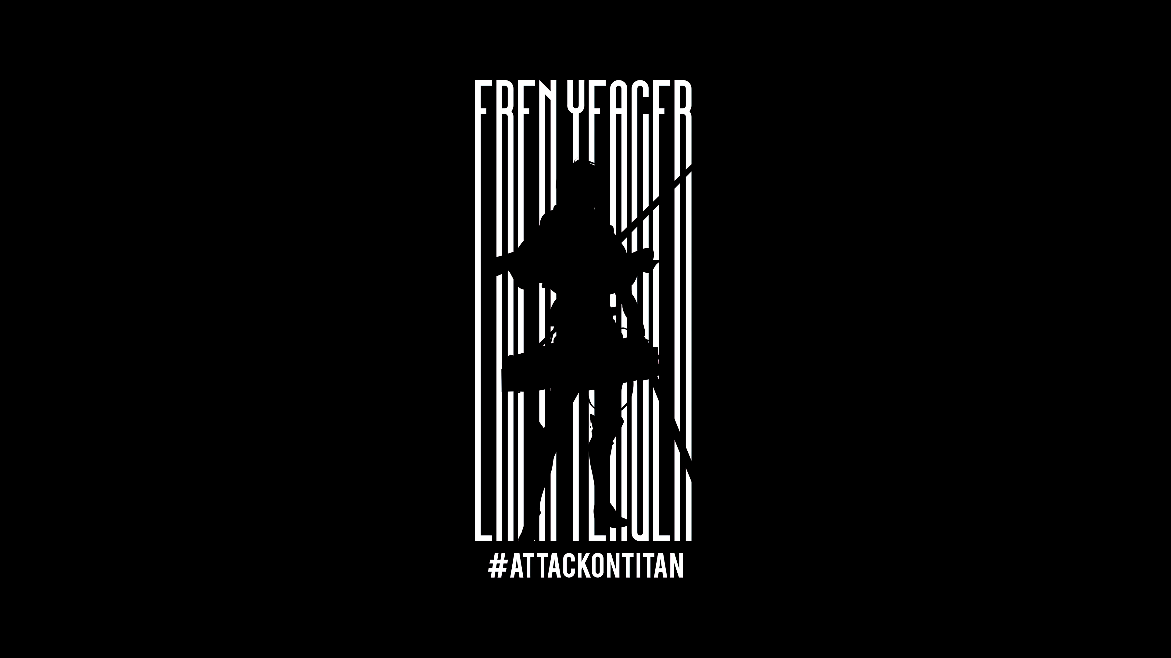 Minimalist illustration of Eren Yeager from Attack on Titan on a black background