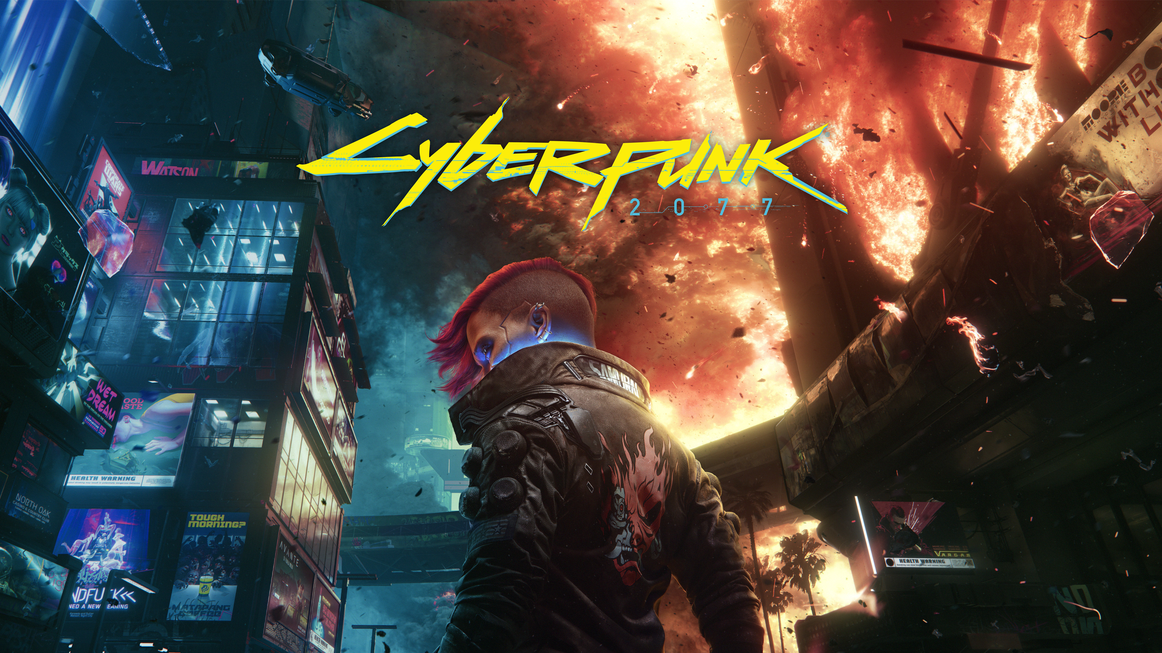 A badass depiction of Female V from Cyberpunk 2077 in a cinematic cover art style.