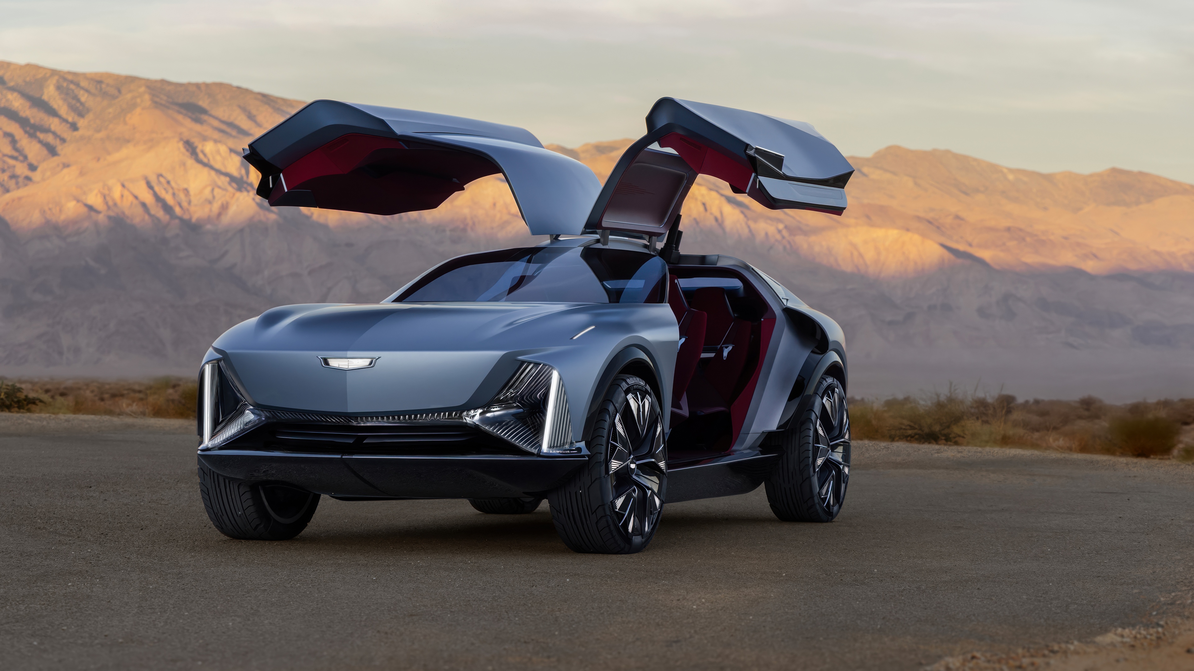 High-resolution 5K image of a futuristic concept crossover SUV with modern aerodynamic design and sleek lighting.