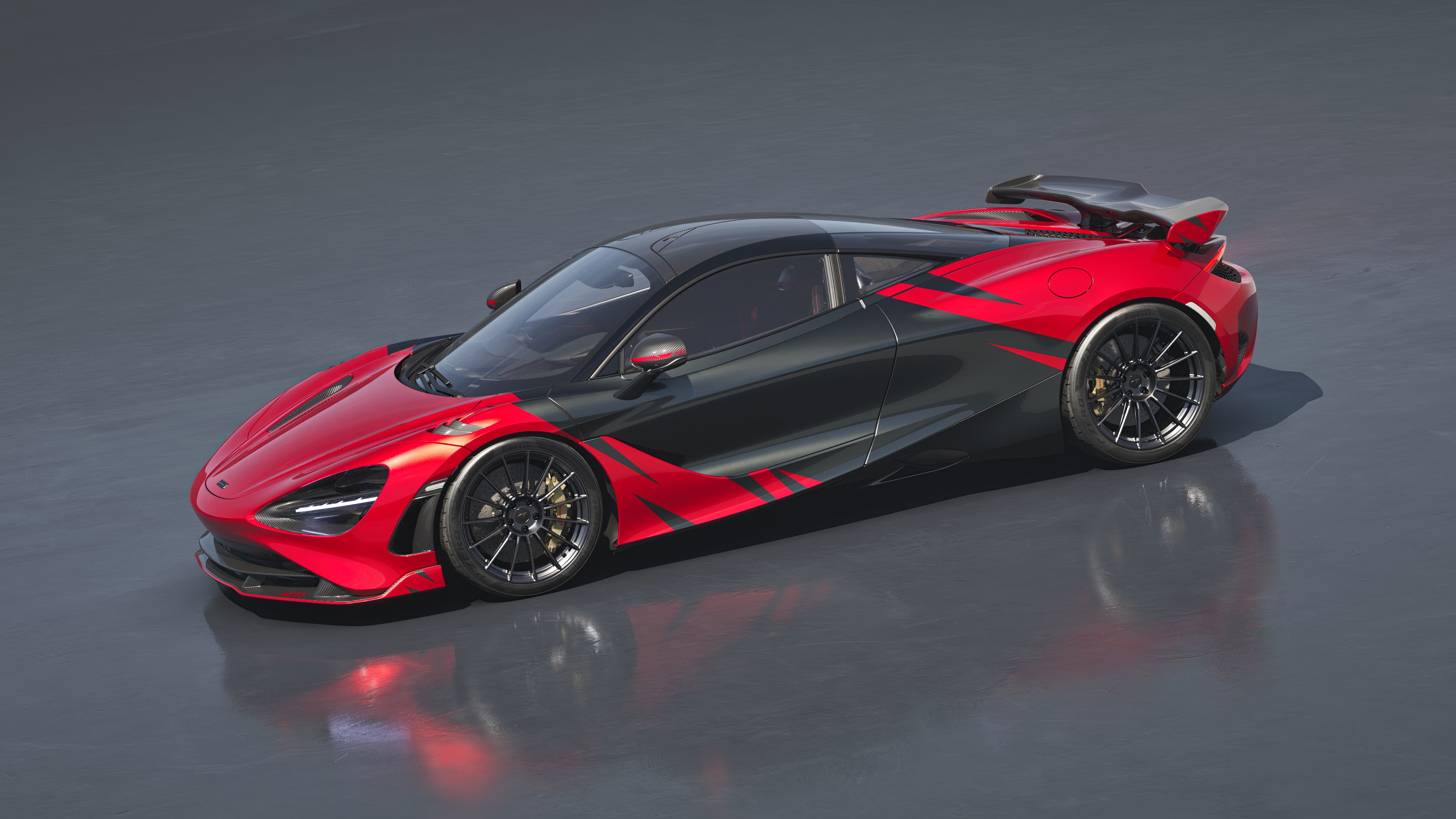 Close-up of a 2026 McLaren 750S with visible carbon fiber textures and sleek aerodynamic lines.